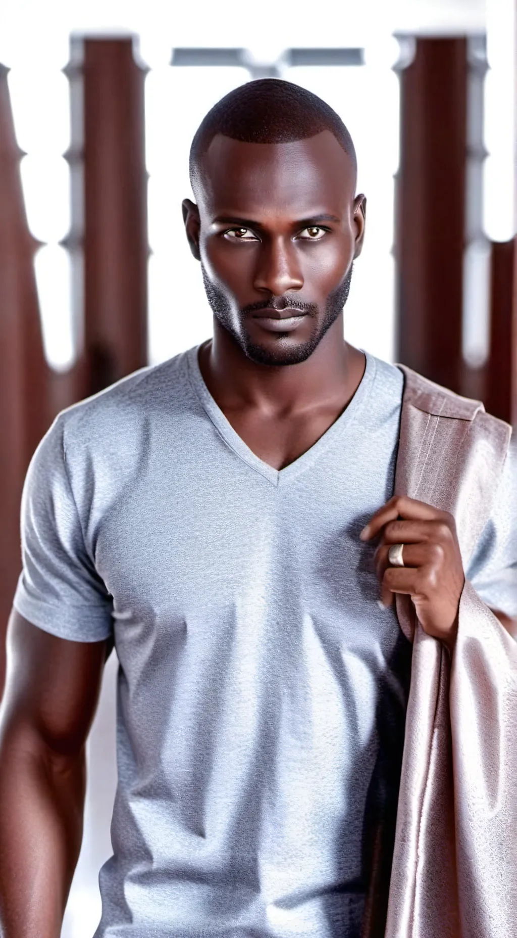 ai character: black bold man background