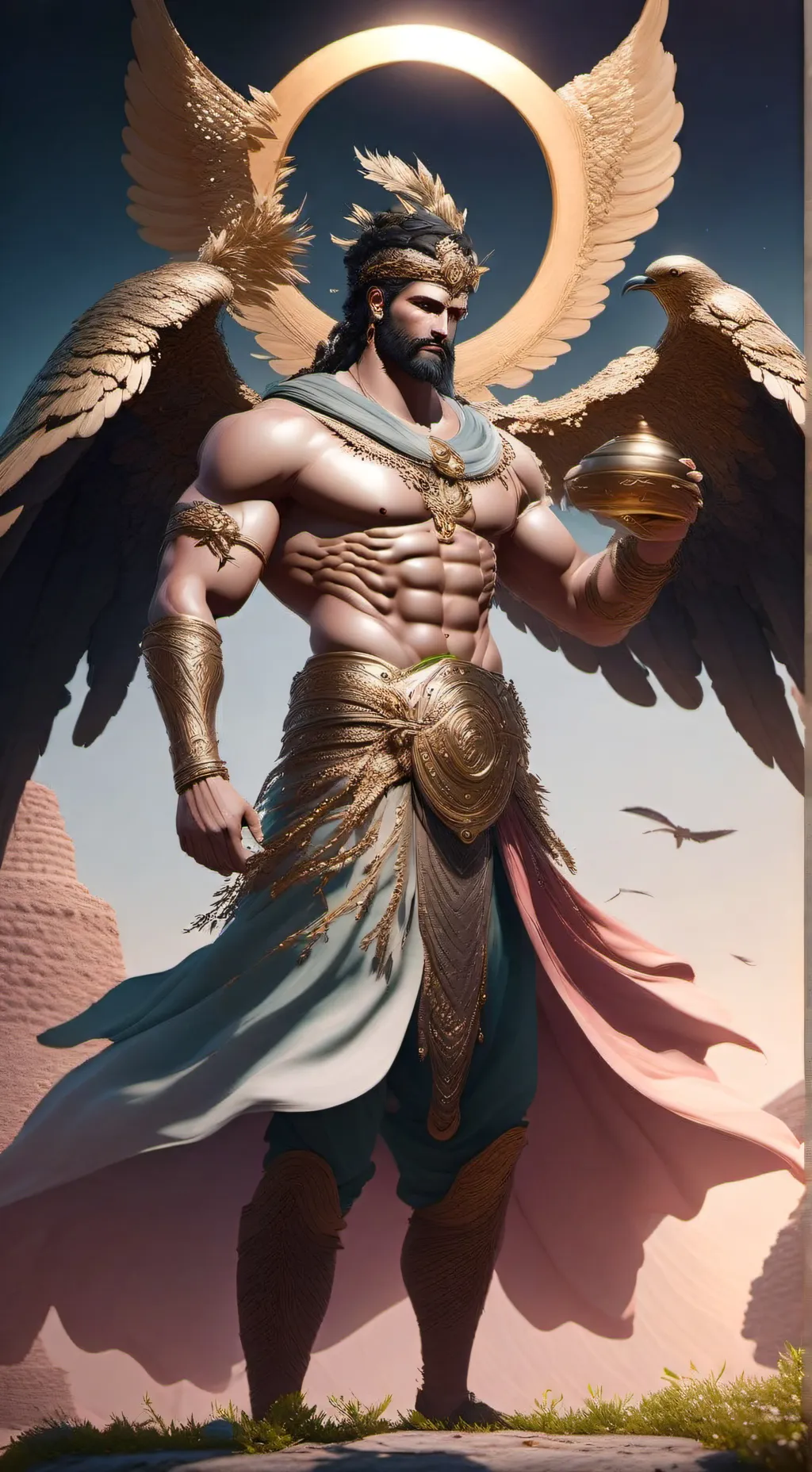 ai character: PJ+gods (zeus) background