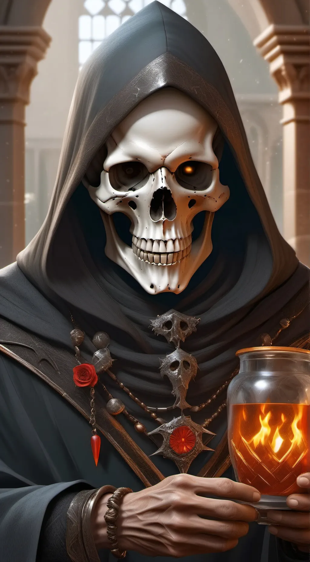 ai character: grim reaper  background