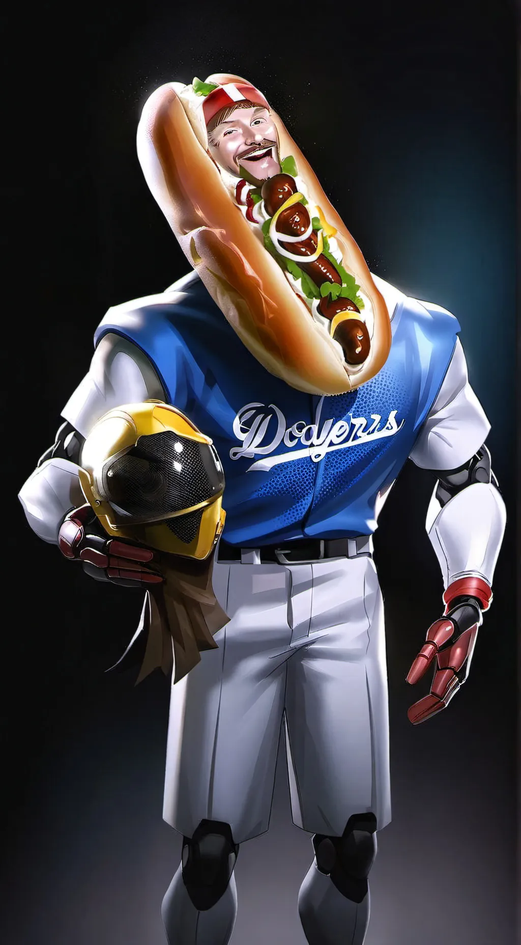 ai character: HotDog Man background