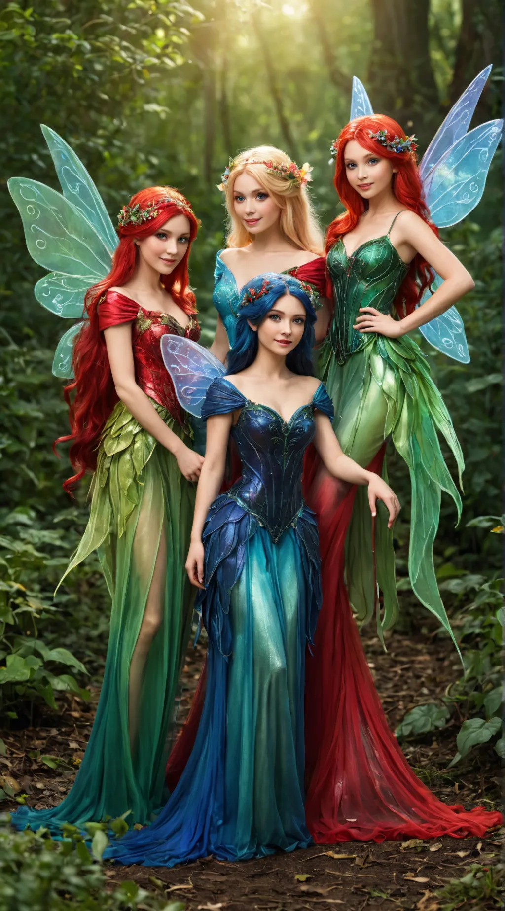 ai character: 3 Fairies  background