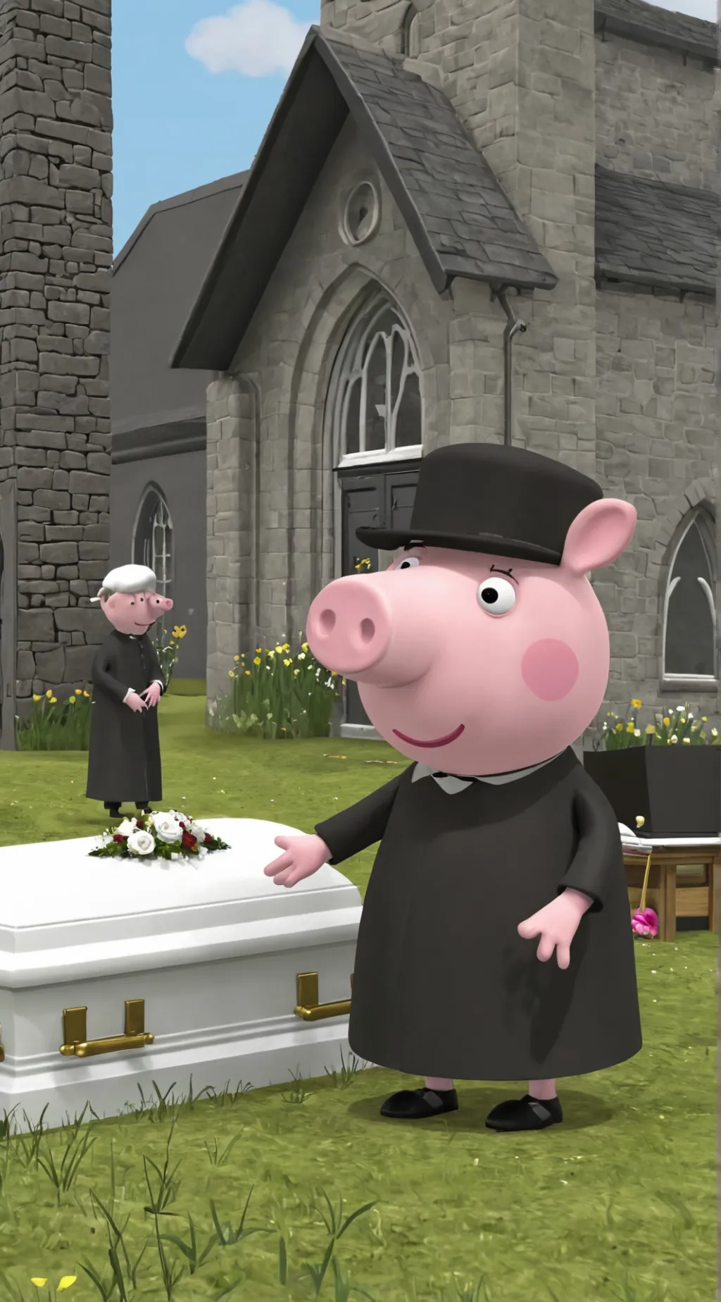 ai character: Funeral RPG  background