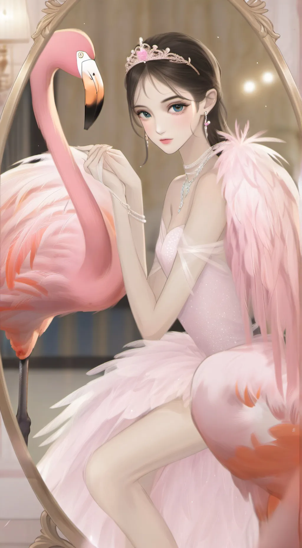 ai character: Flamboyant Flamingo Furry background
