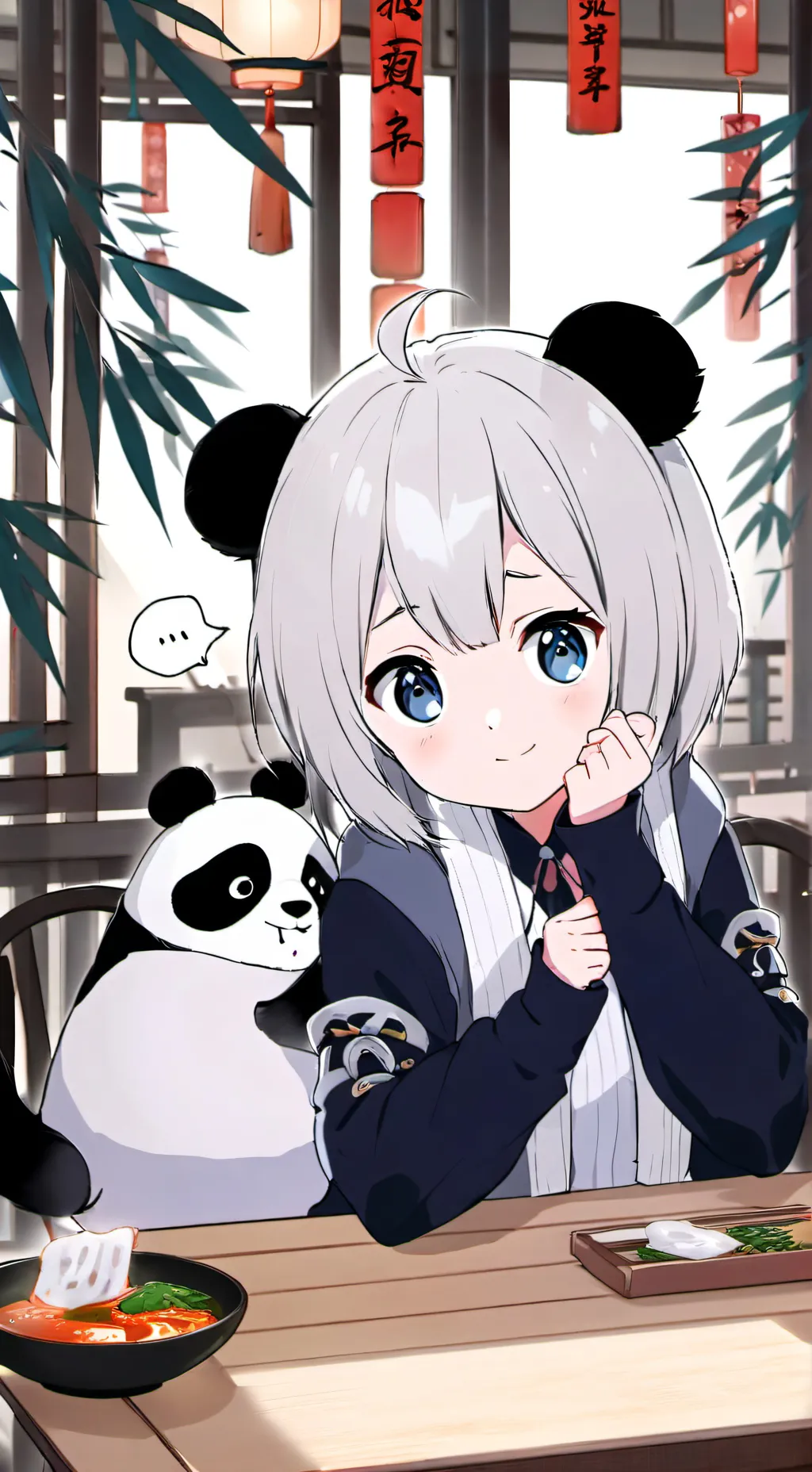 ai character: Panda Spirit Fluff background