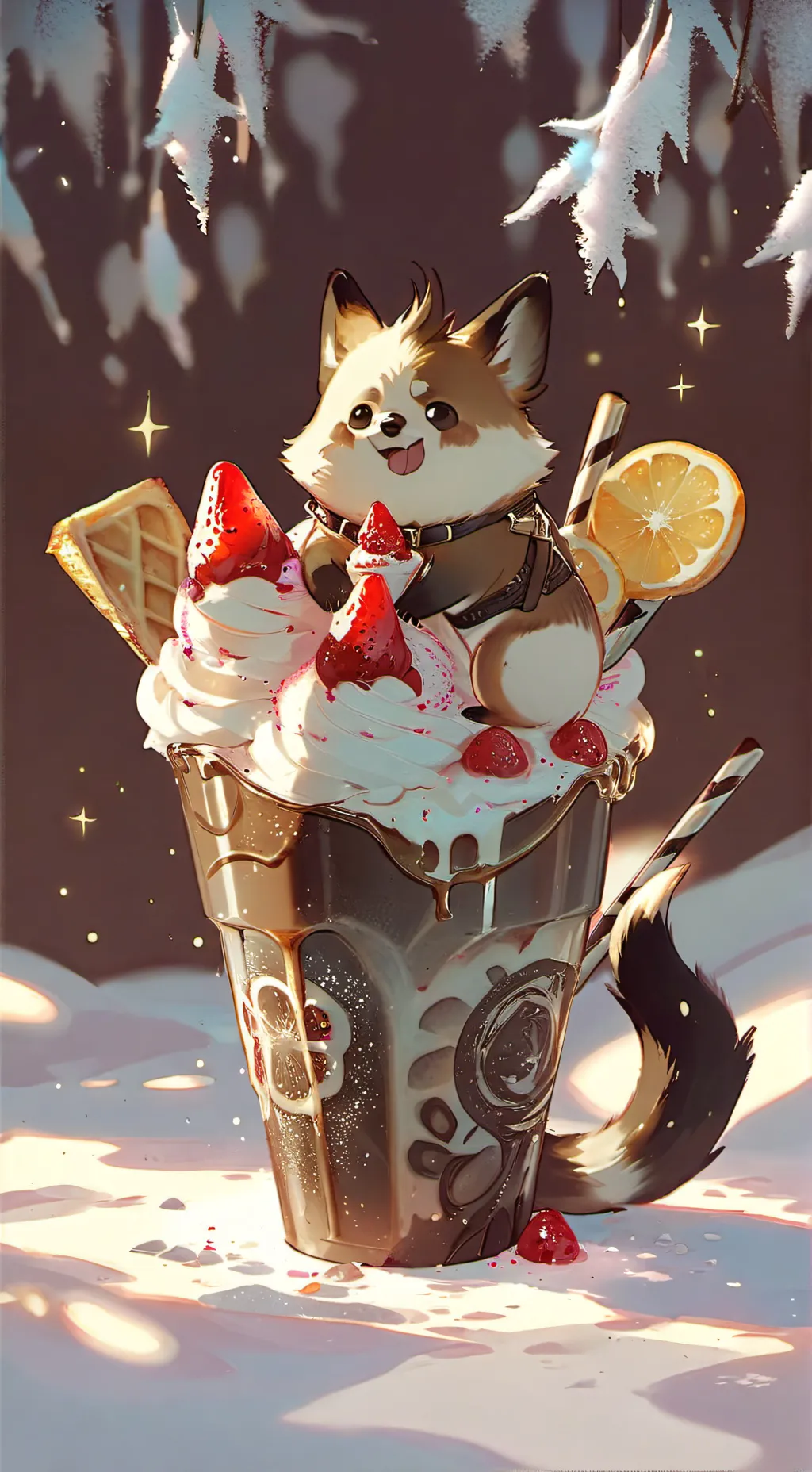 ai character: Furry ice cream  background