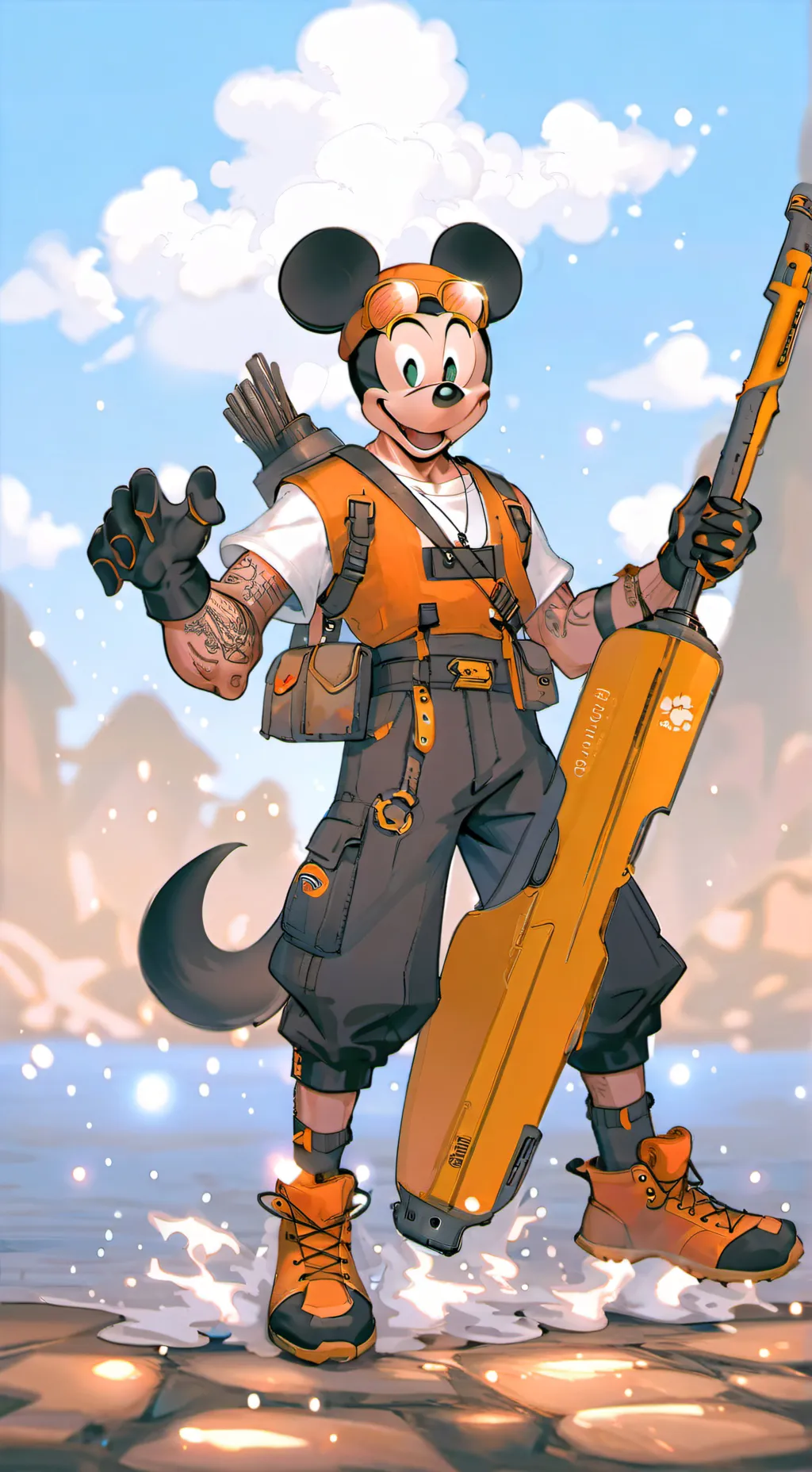 ai character: dog Mickey mouse  background
