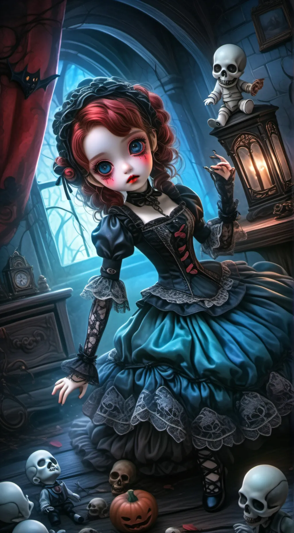 ai character: Scary doll background