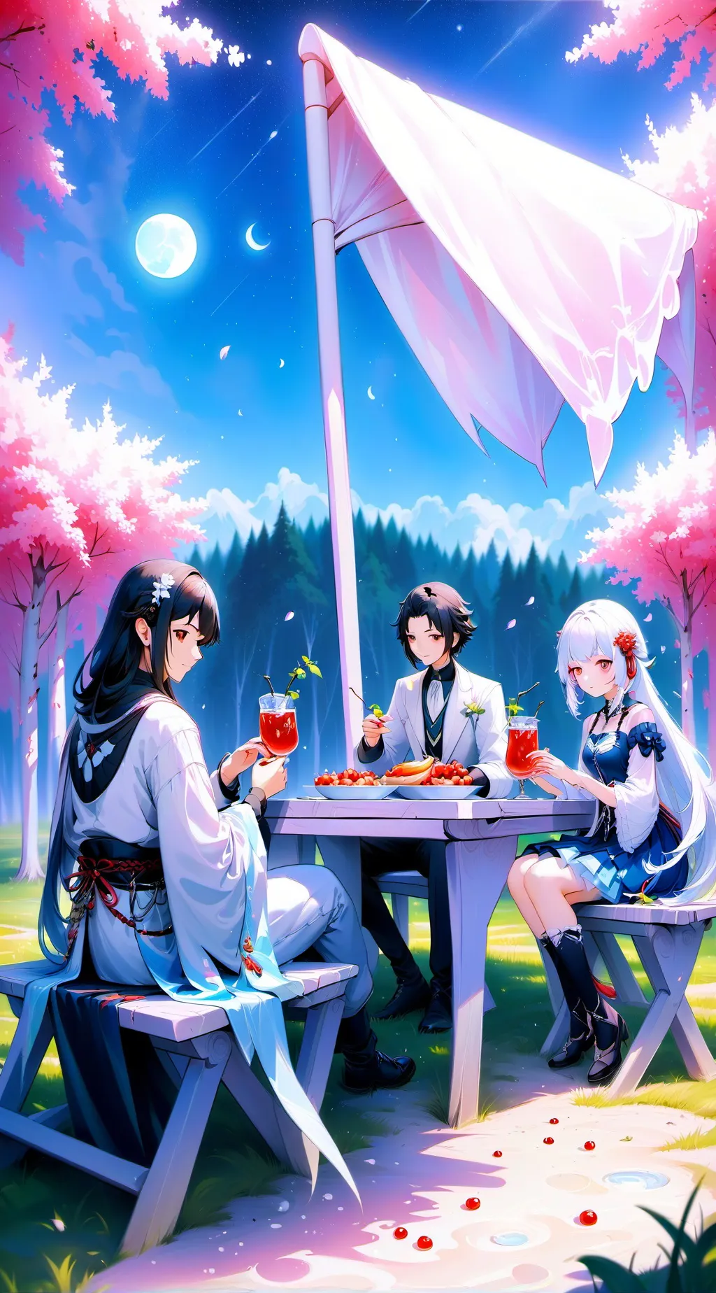 ai character: kny picnic background