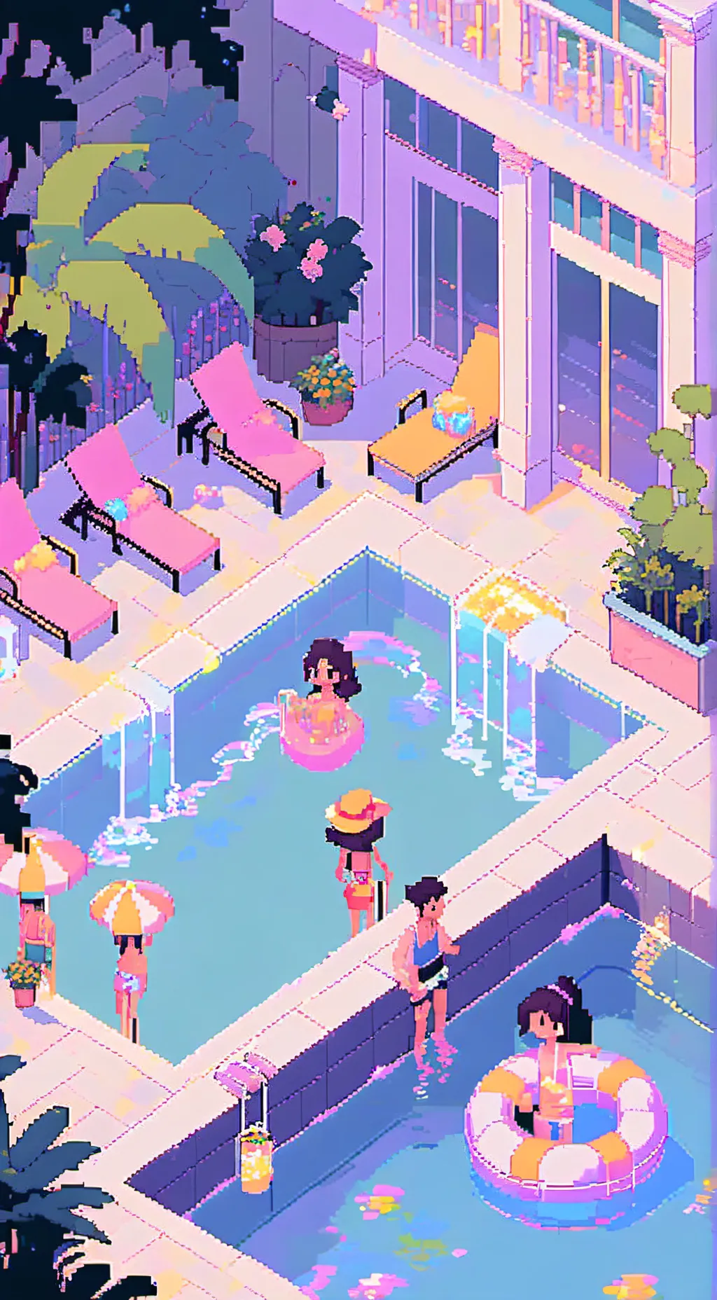 ai character: skz pool party!  background