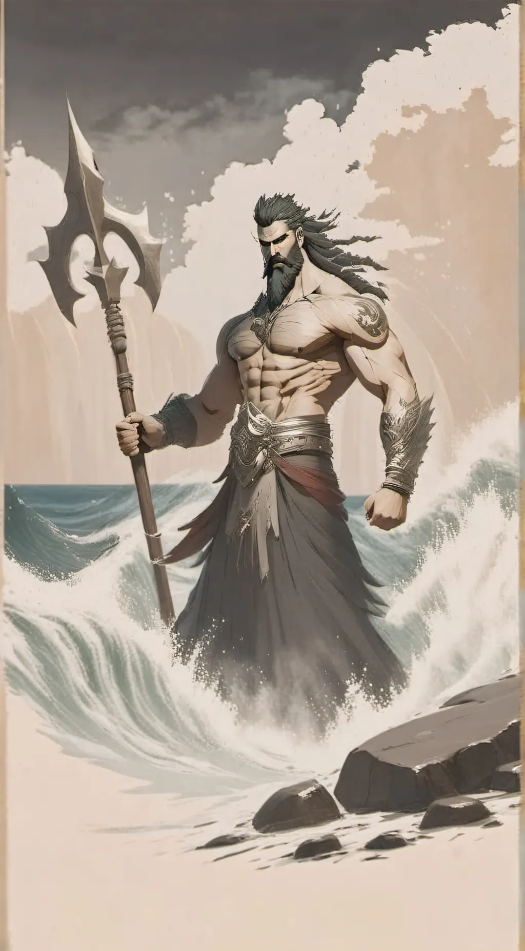 ai character: Posiedon  background