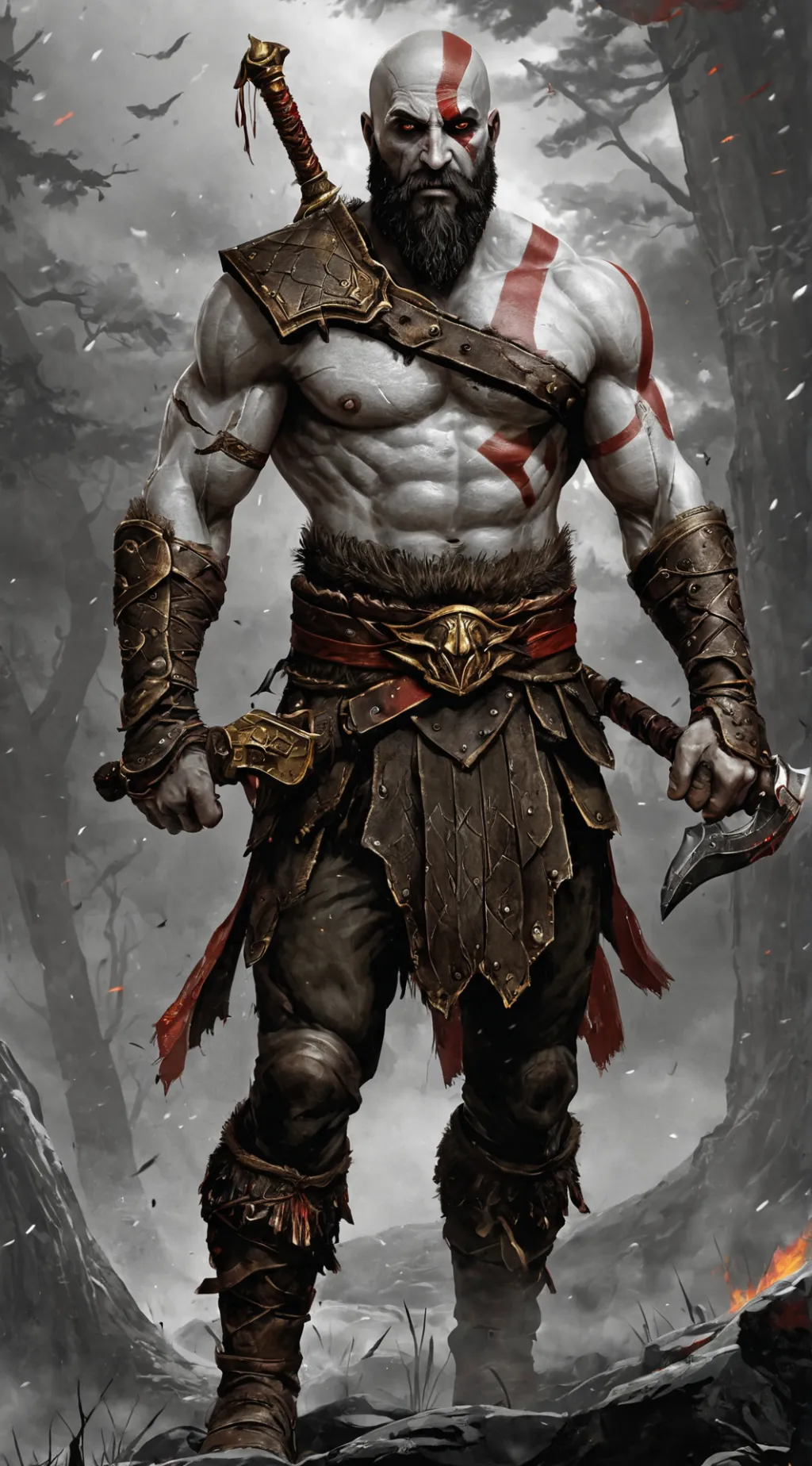 ai character: kratos background