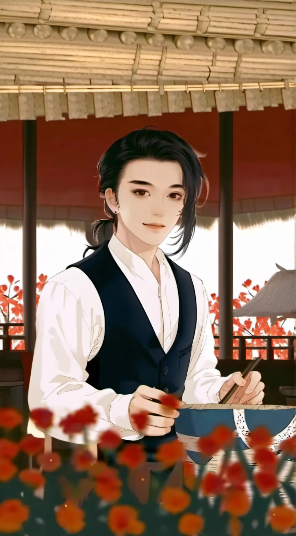 ai character: Aiden Grey background