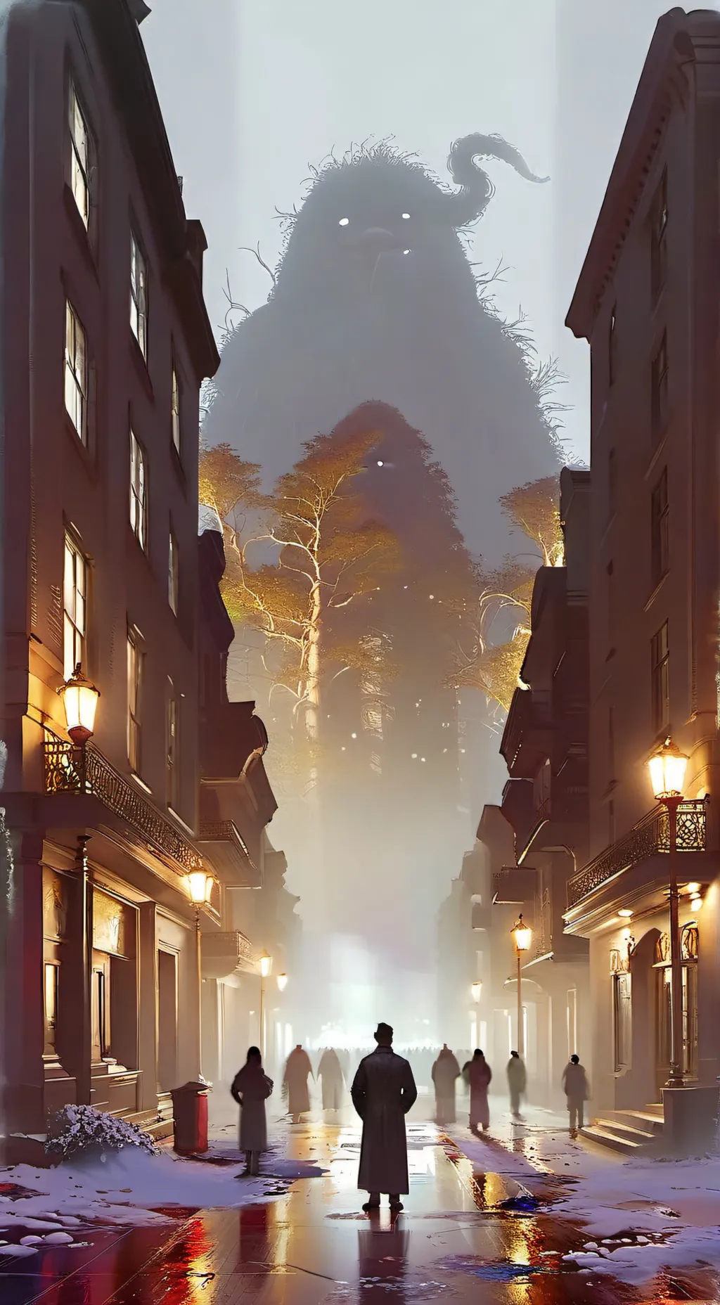 ai character: scary city chaos background