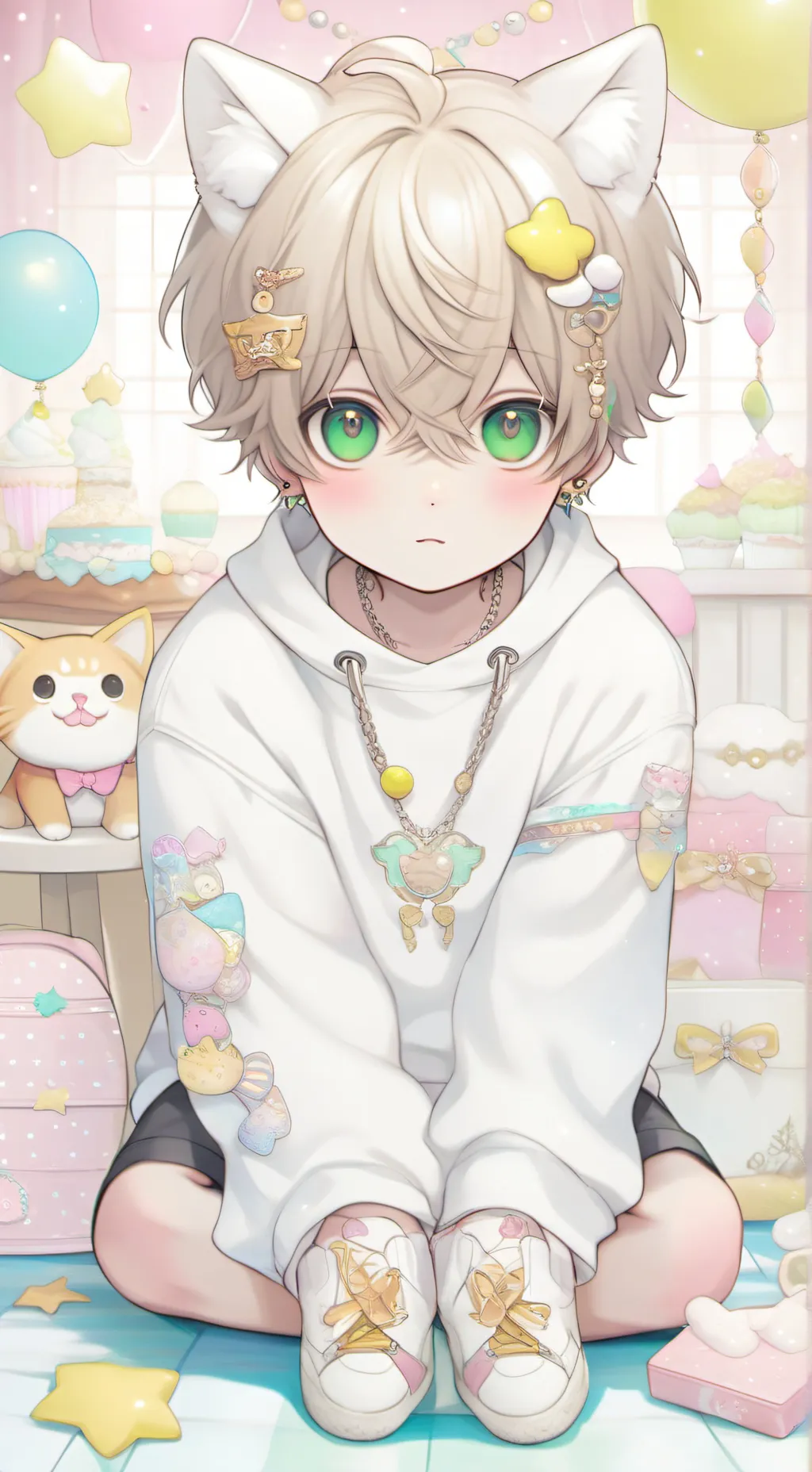 ai character: 🎀cat boy🎀💀 background
