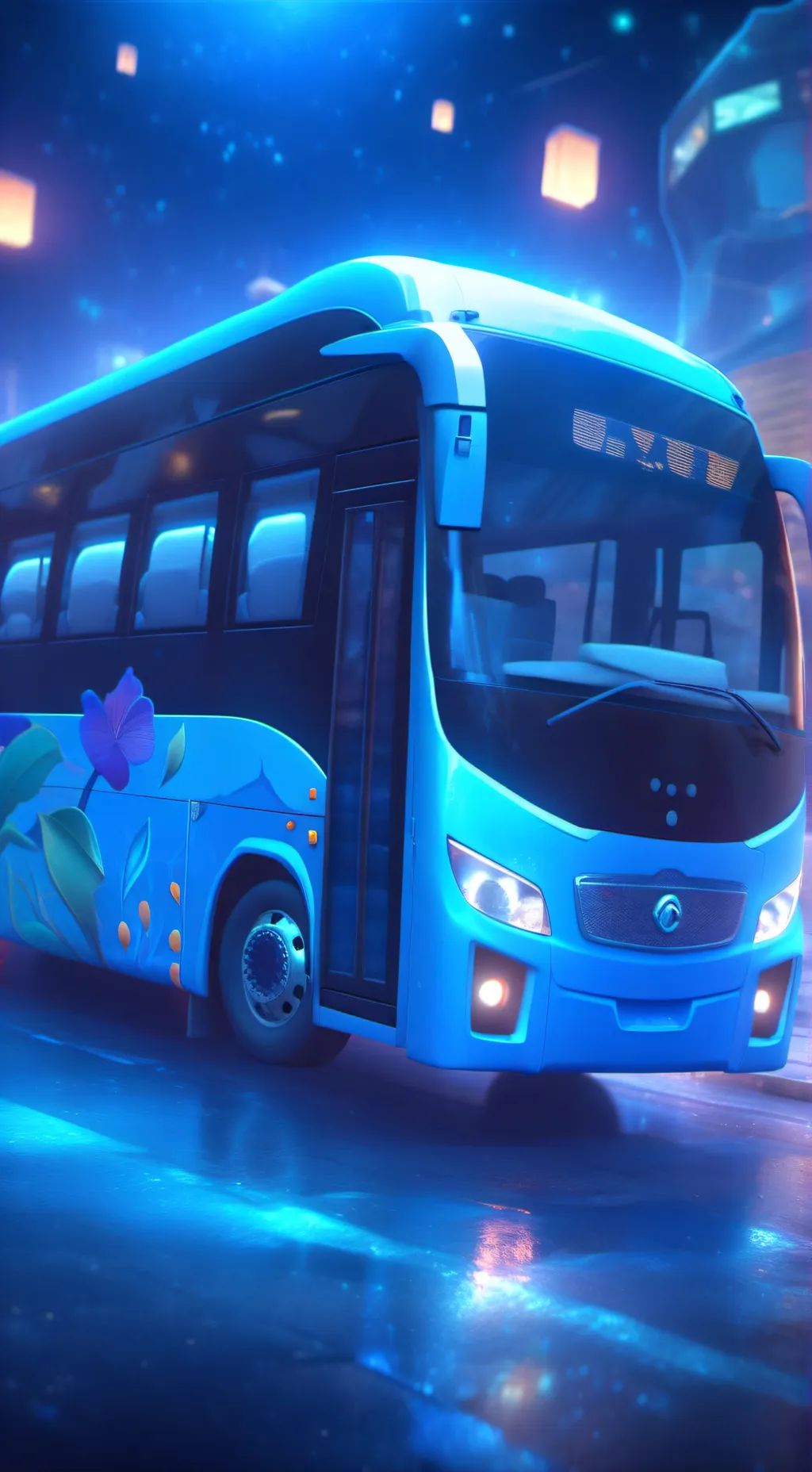 ai character: kawaii bus🤨 background