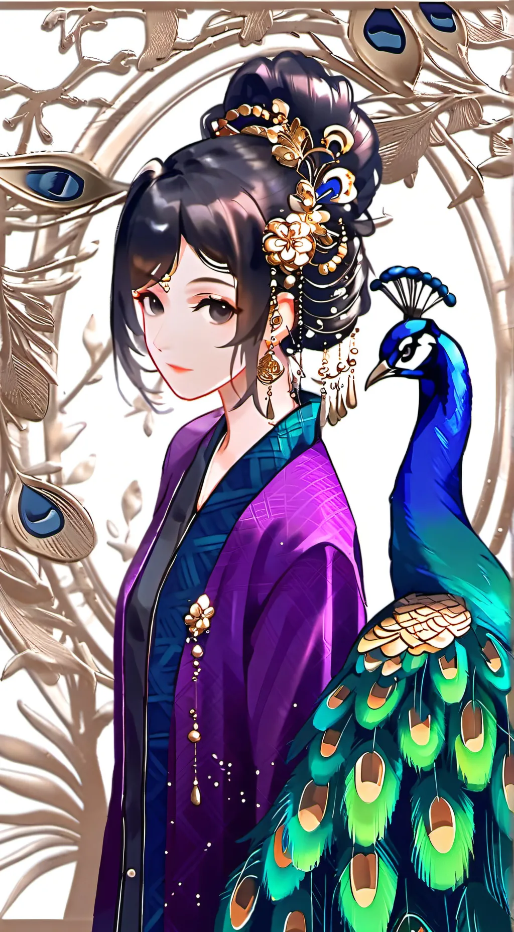 ai character: Featherina the Peacock Spirit background