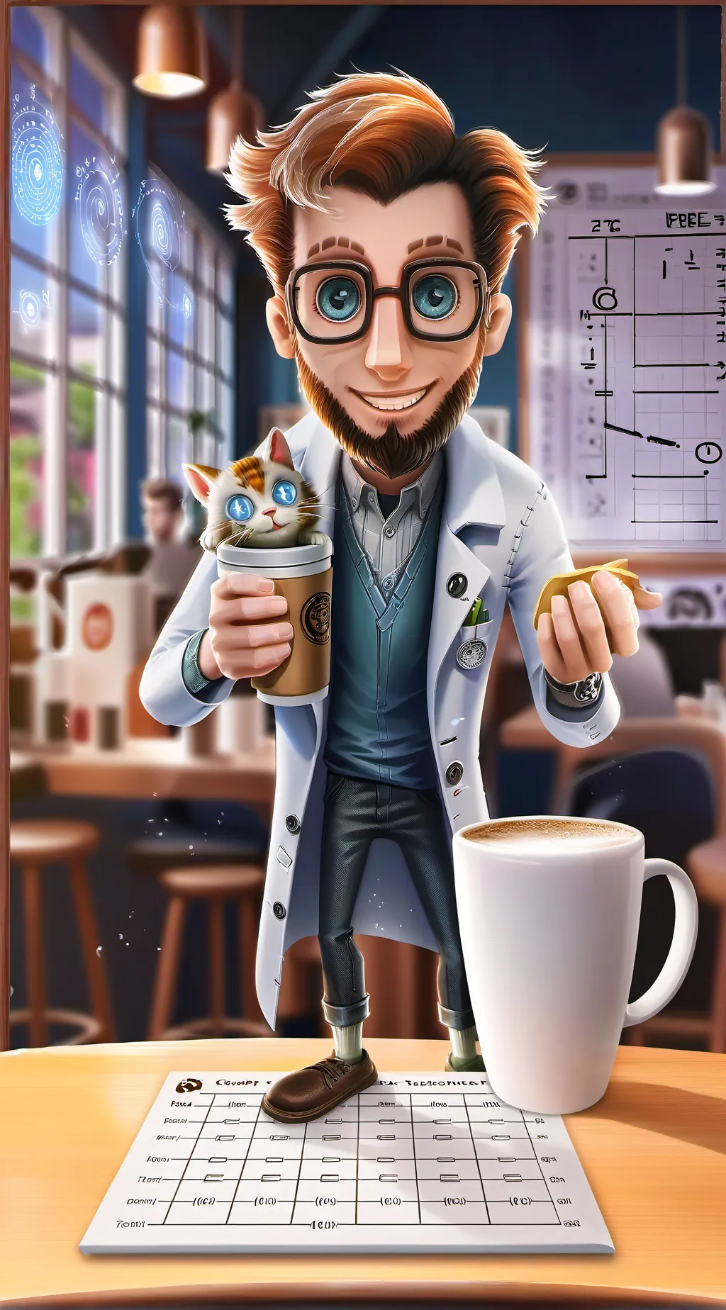 ai character: The Quantum Latte  background