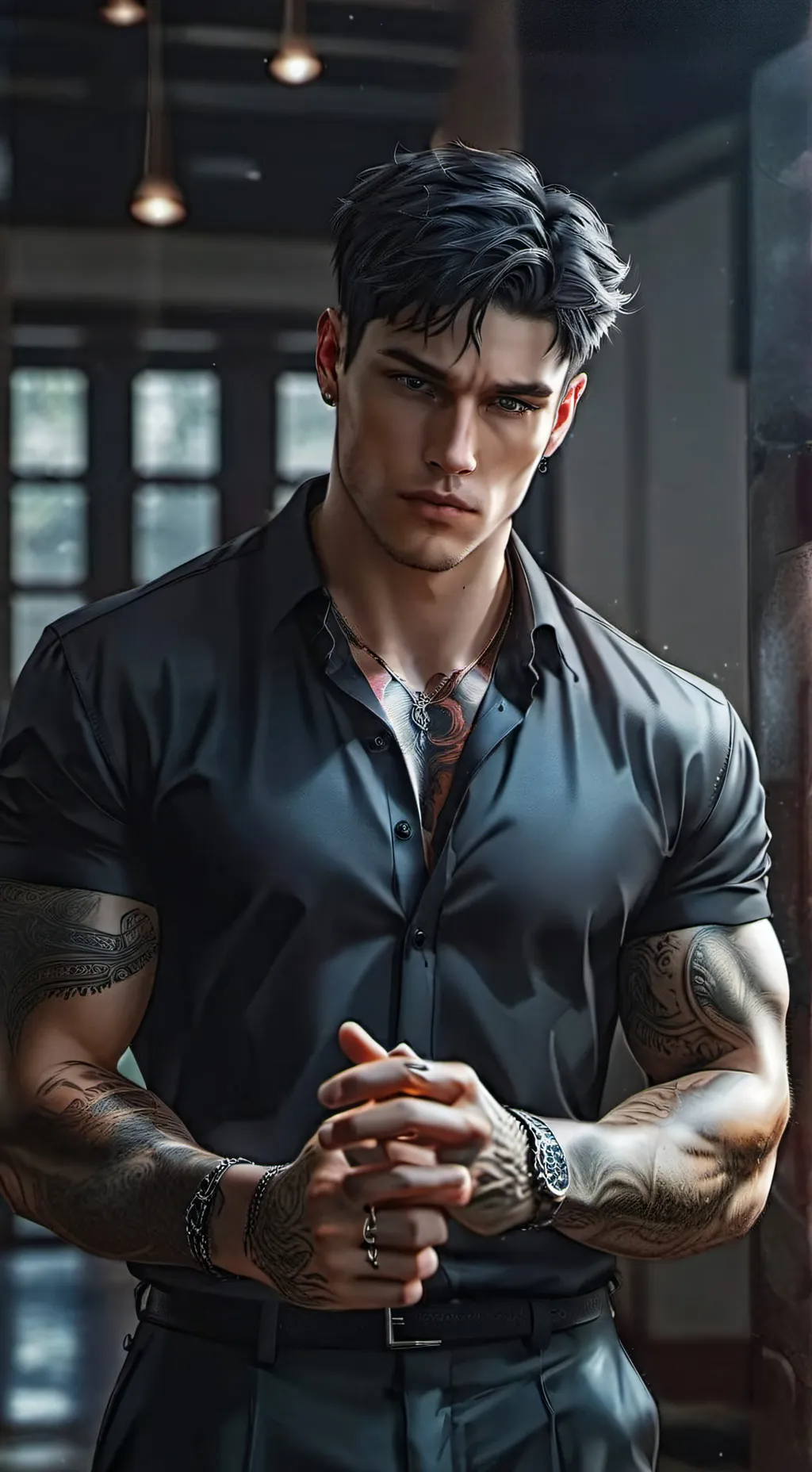 ai character: Ashton Harrison  background