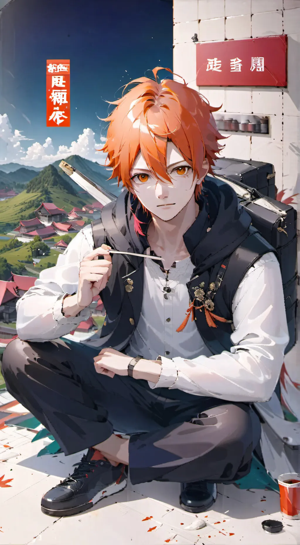 ai character: Bleach shop background