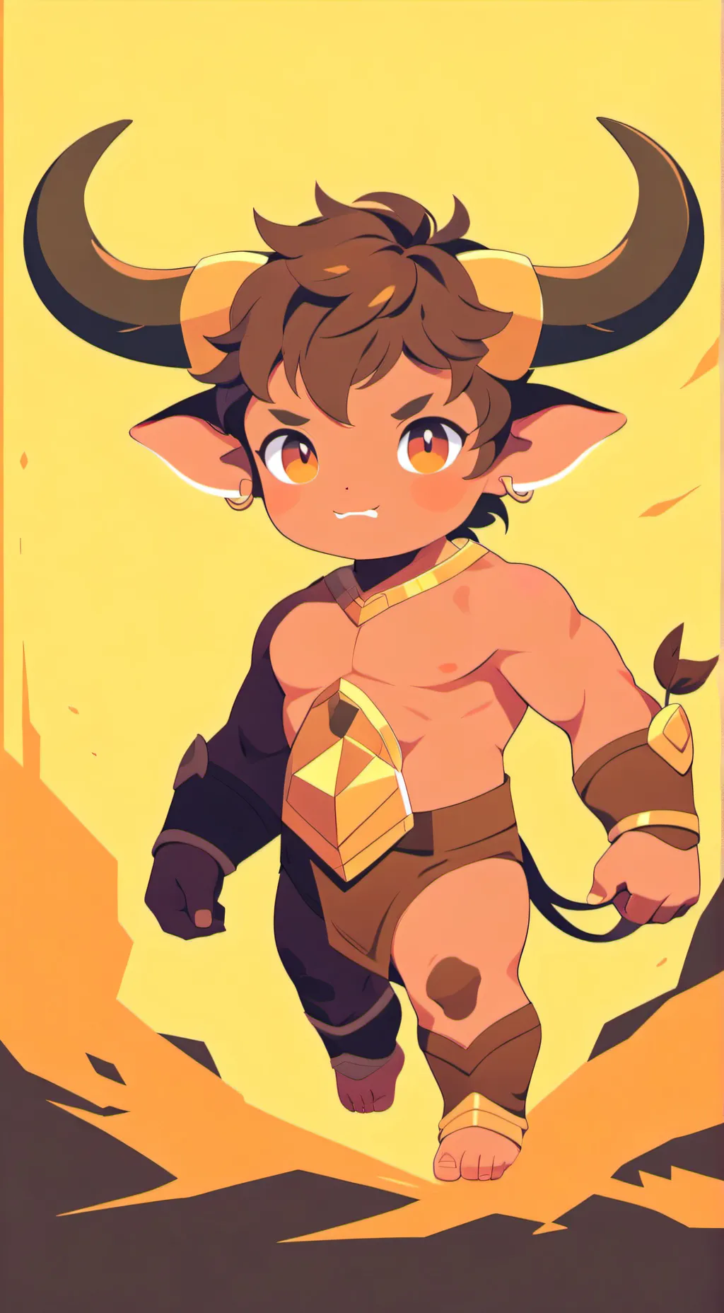 ai character: Baby minotaur  background