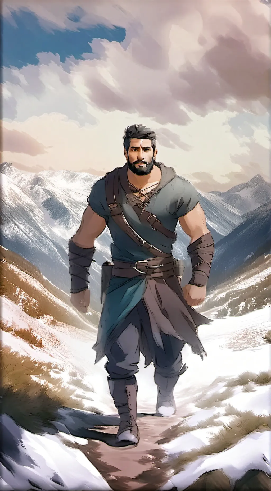 ai character: epic face  background