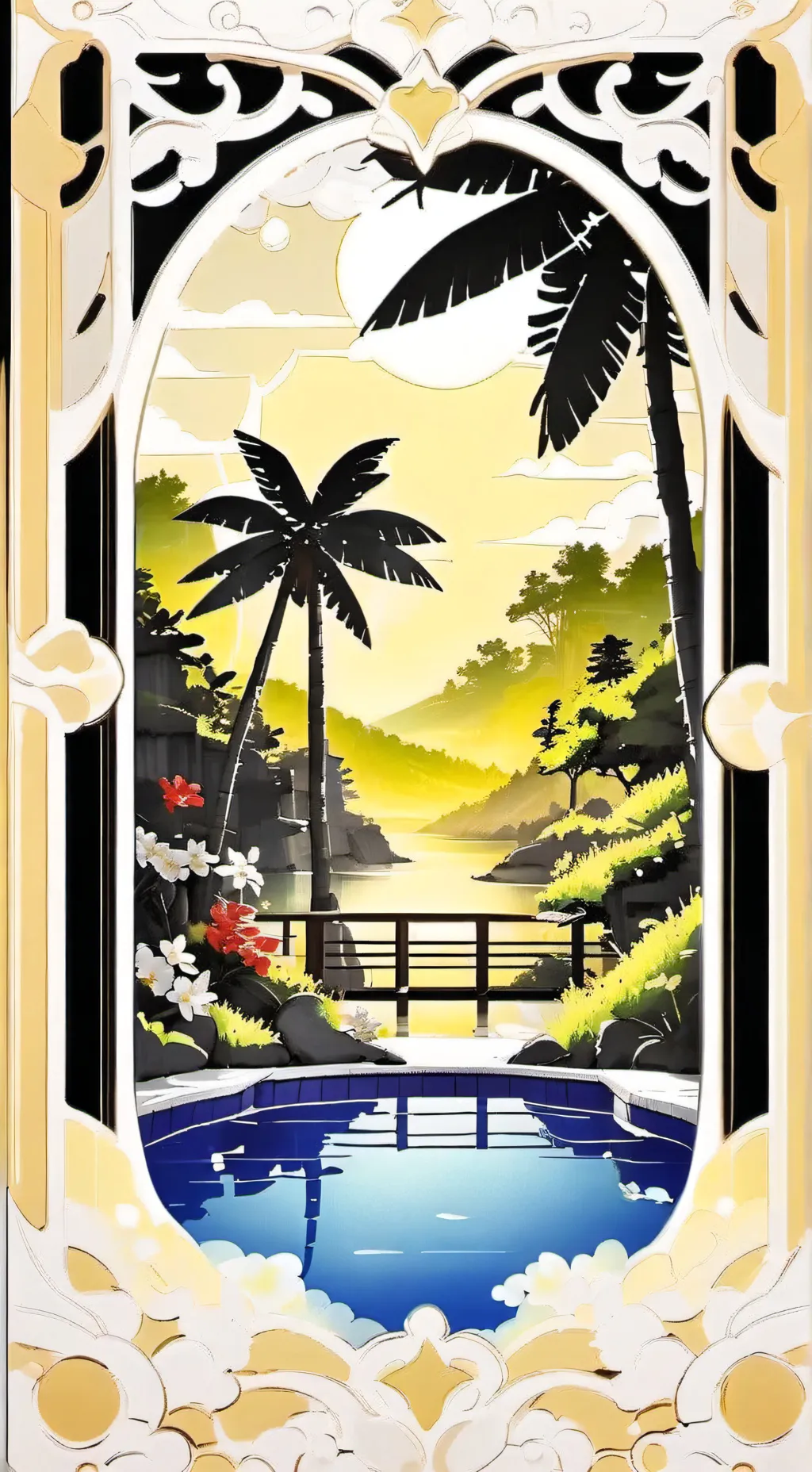 ai character: HH pool party background