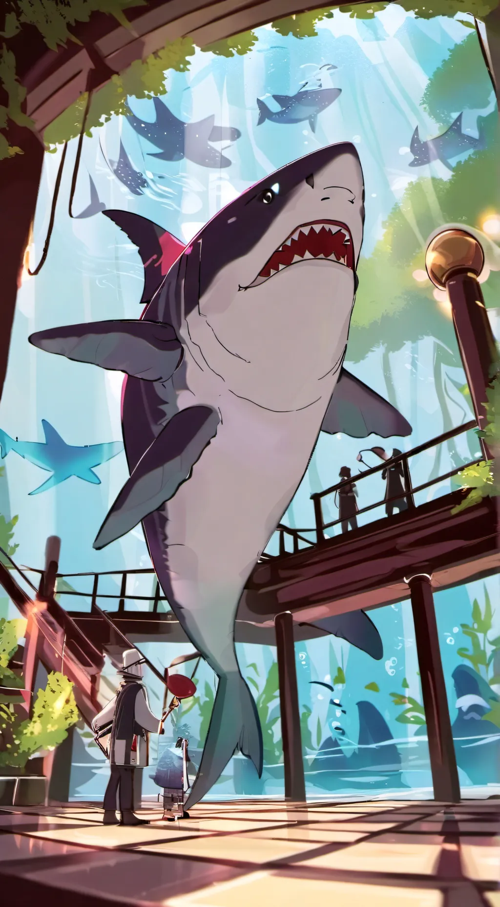 ai character: Shark puppet  background