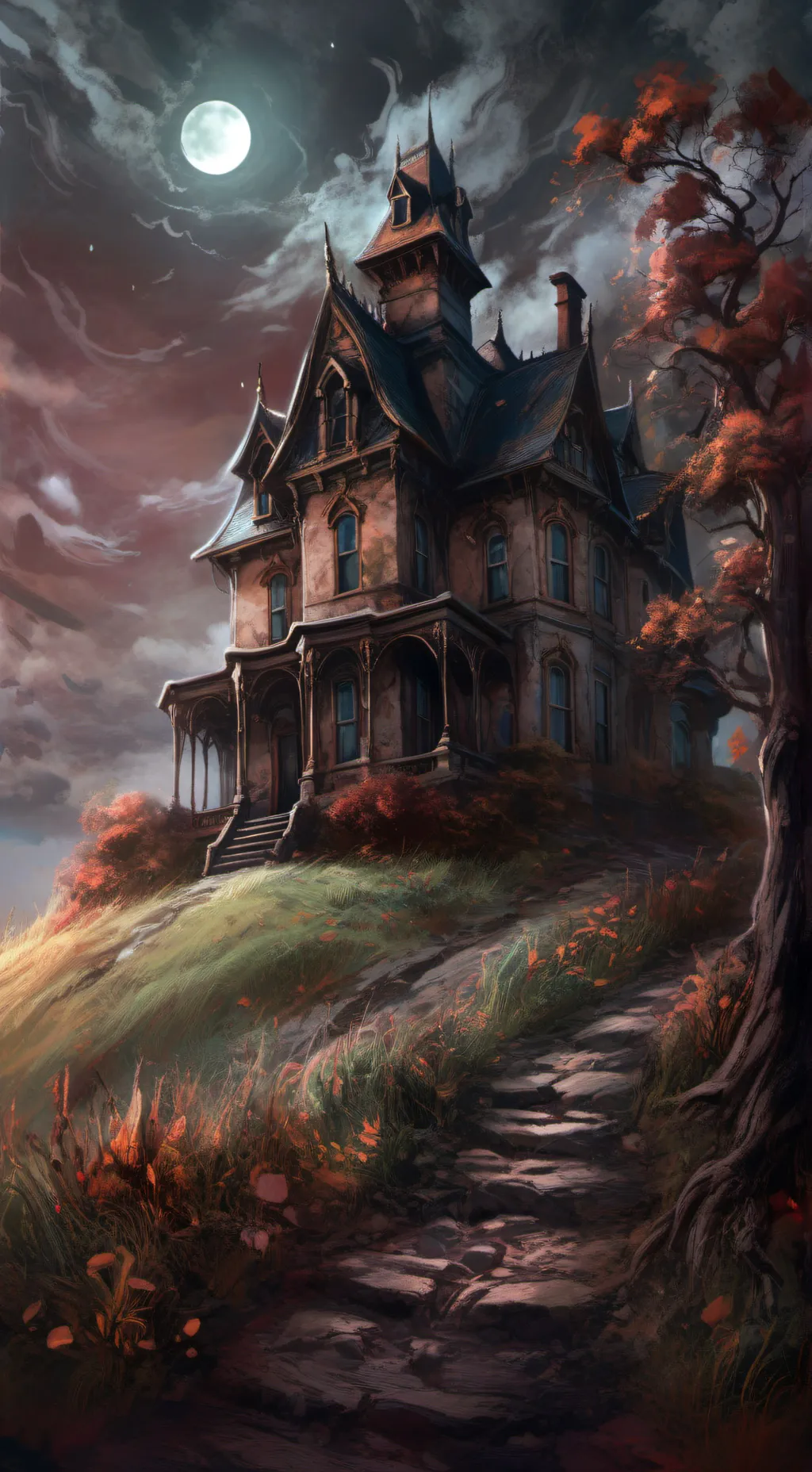 ai character: Old farmhouse ￼ background