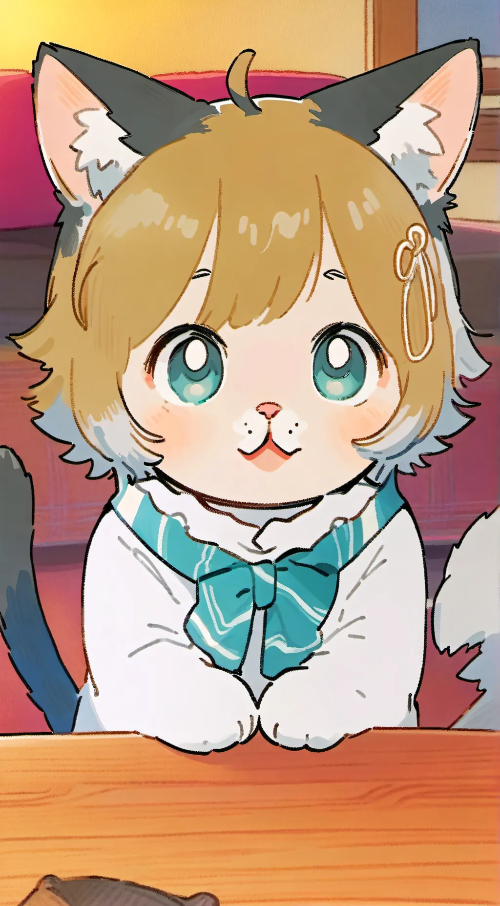 ai character: Folding Feline Spirit background