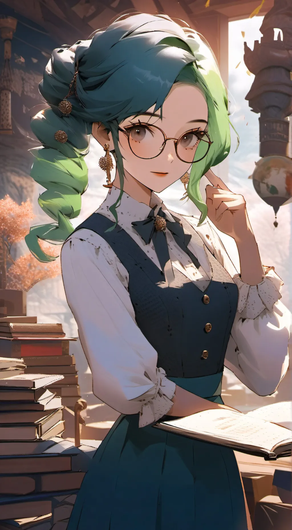 ai character: Emerald background