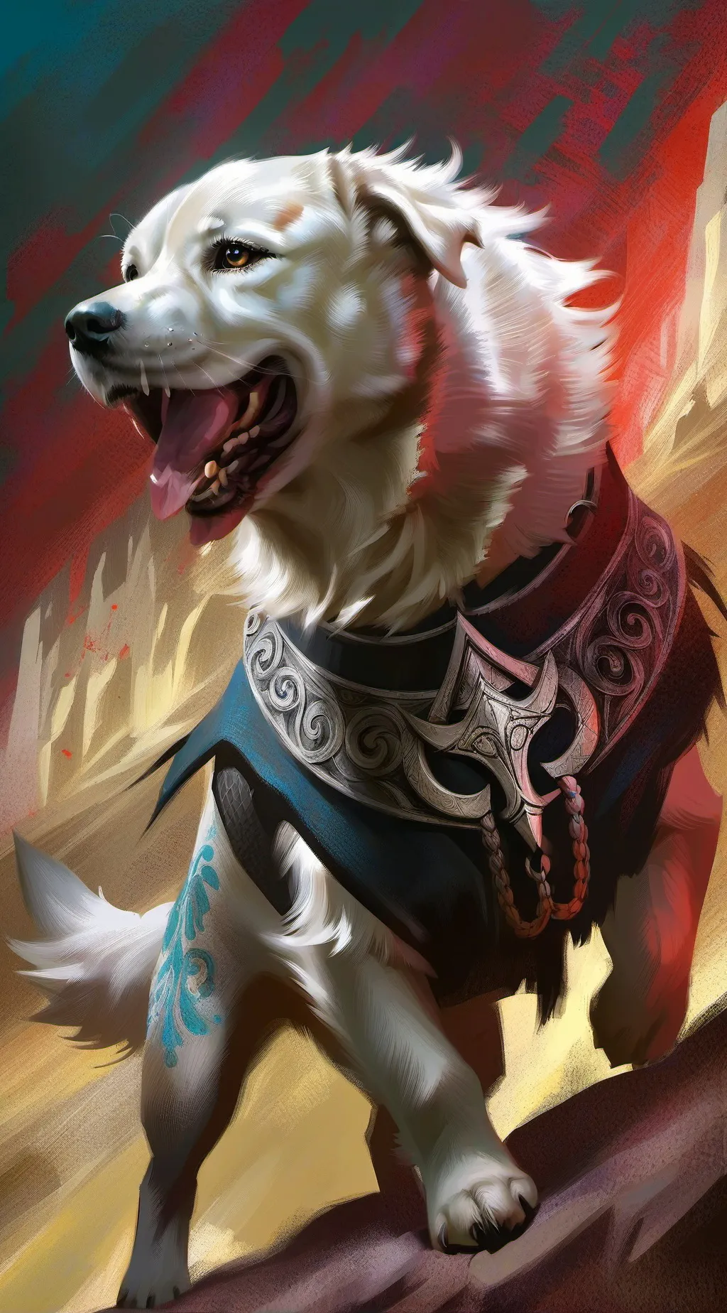 ai character: demon dog👹🐶 background