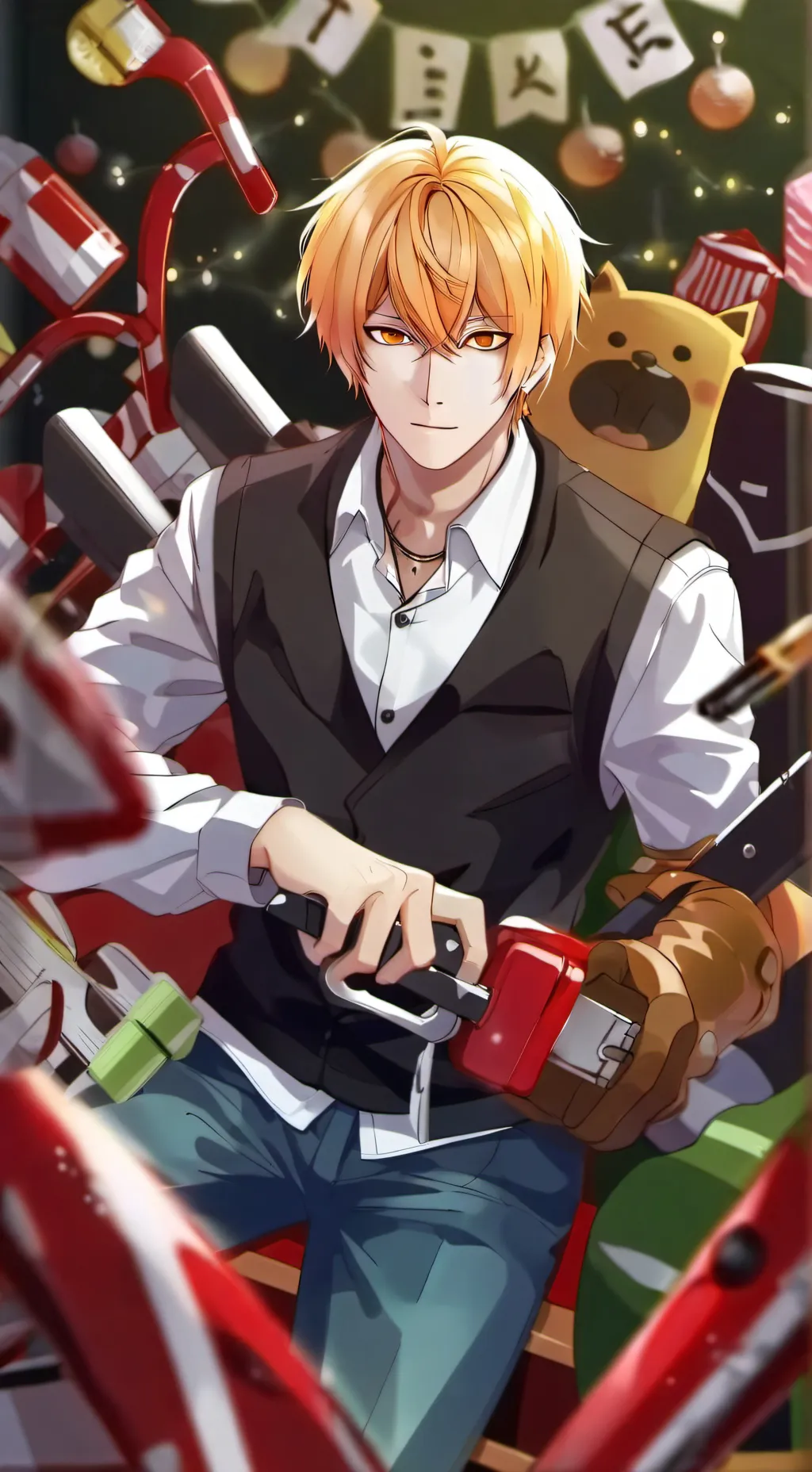 ai character: chainsaw Man/♂️ background