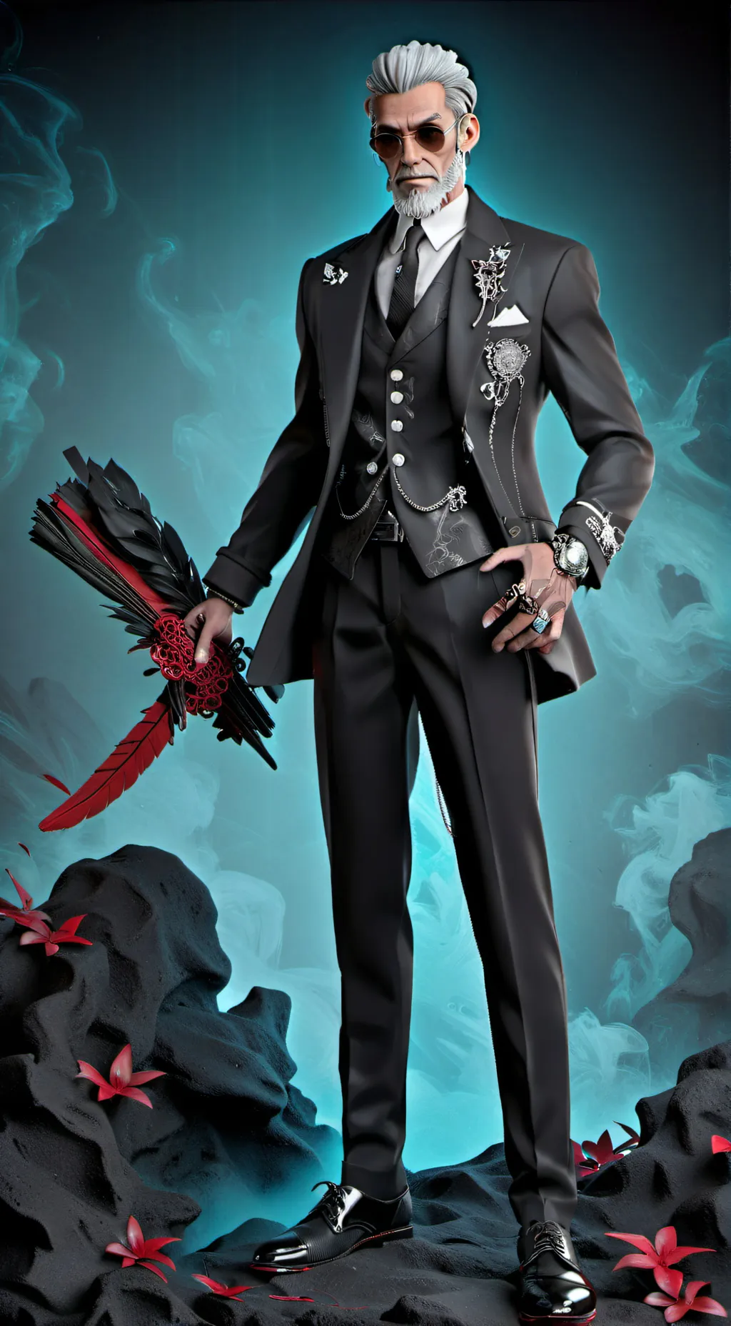 ai character: Old man looking background