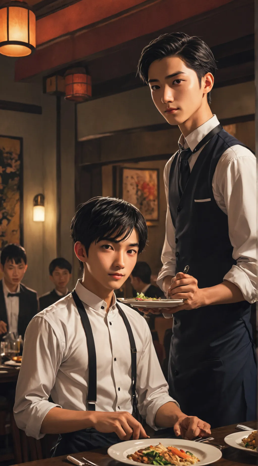 ai character: Tall Waiter Rival background