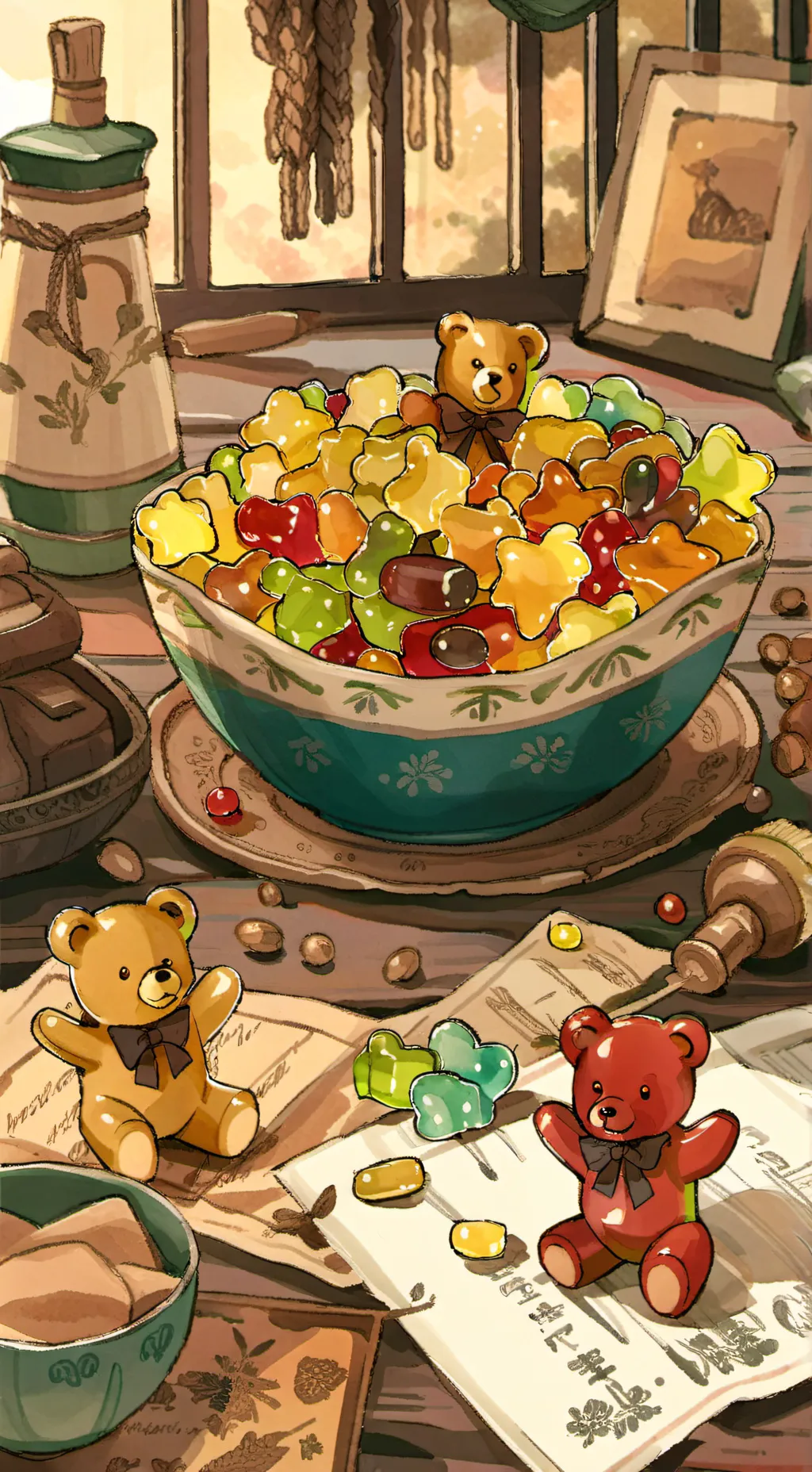 ai character: gummy bear meme  background