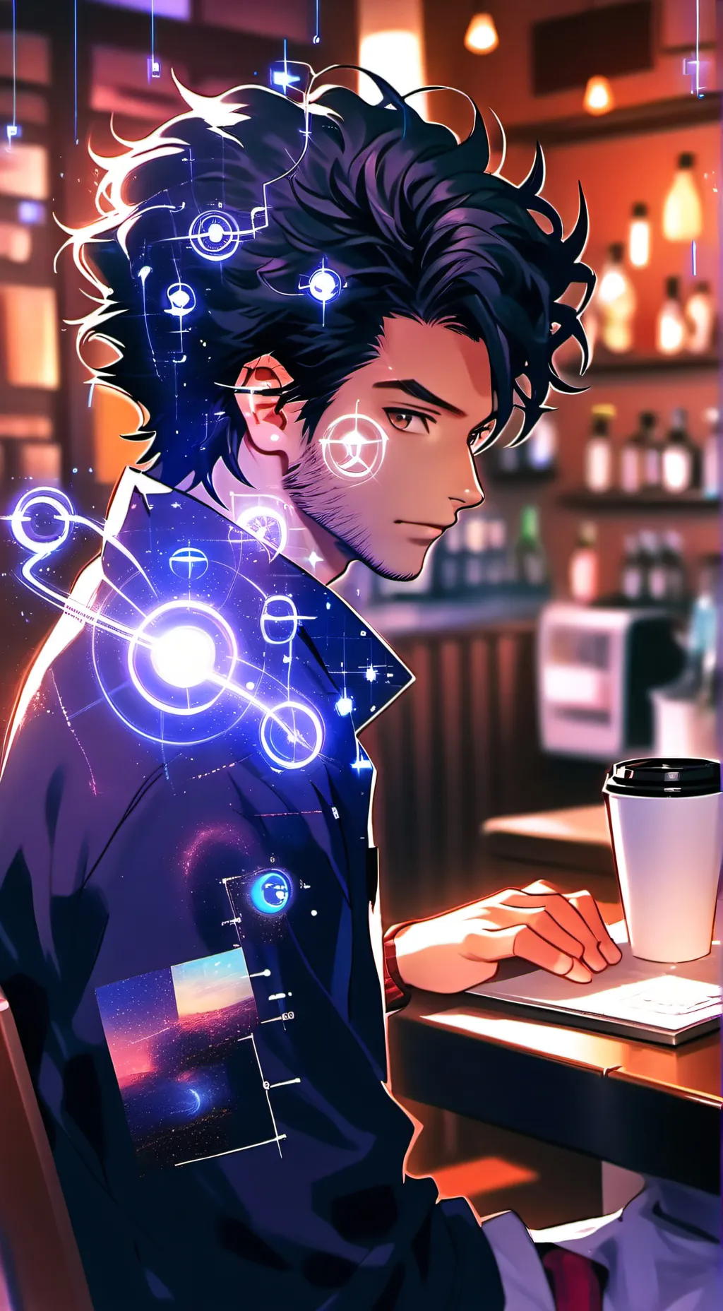 ai character: The Quantum Latte Theorist background