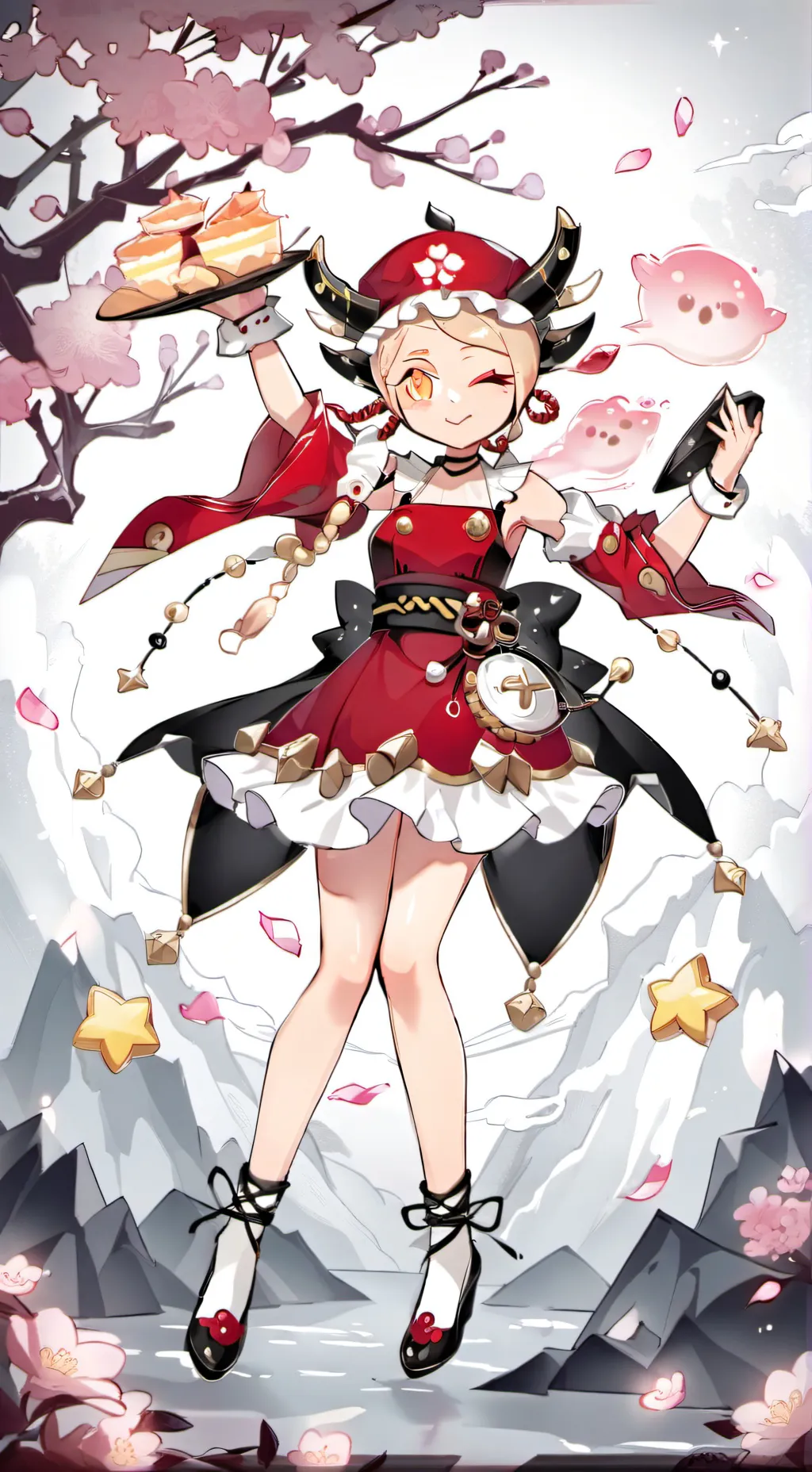 ai character: Peach blossom background