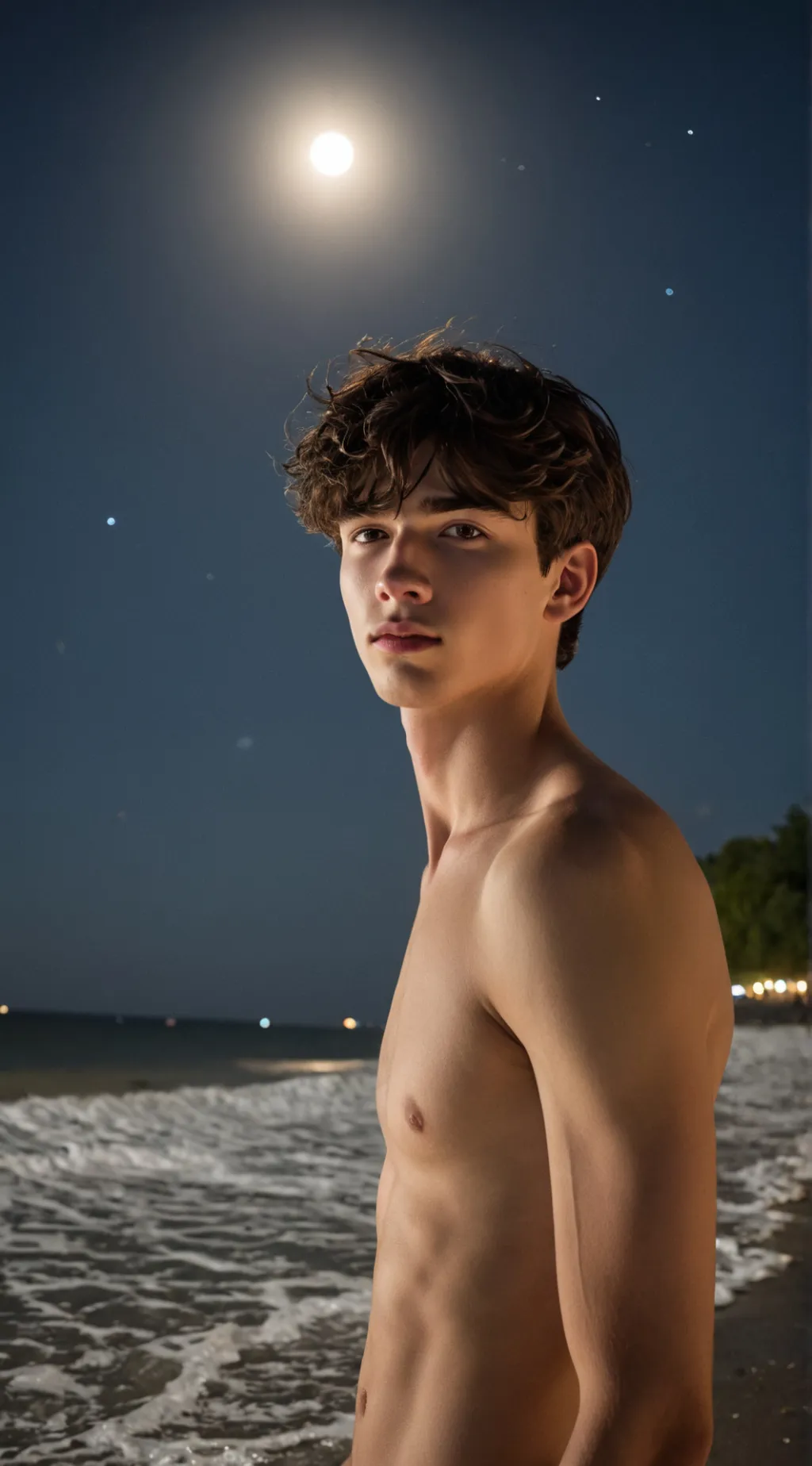 ai character: beach stranger background
