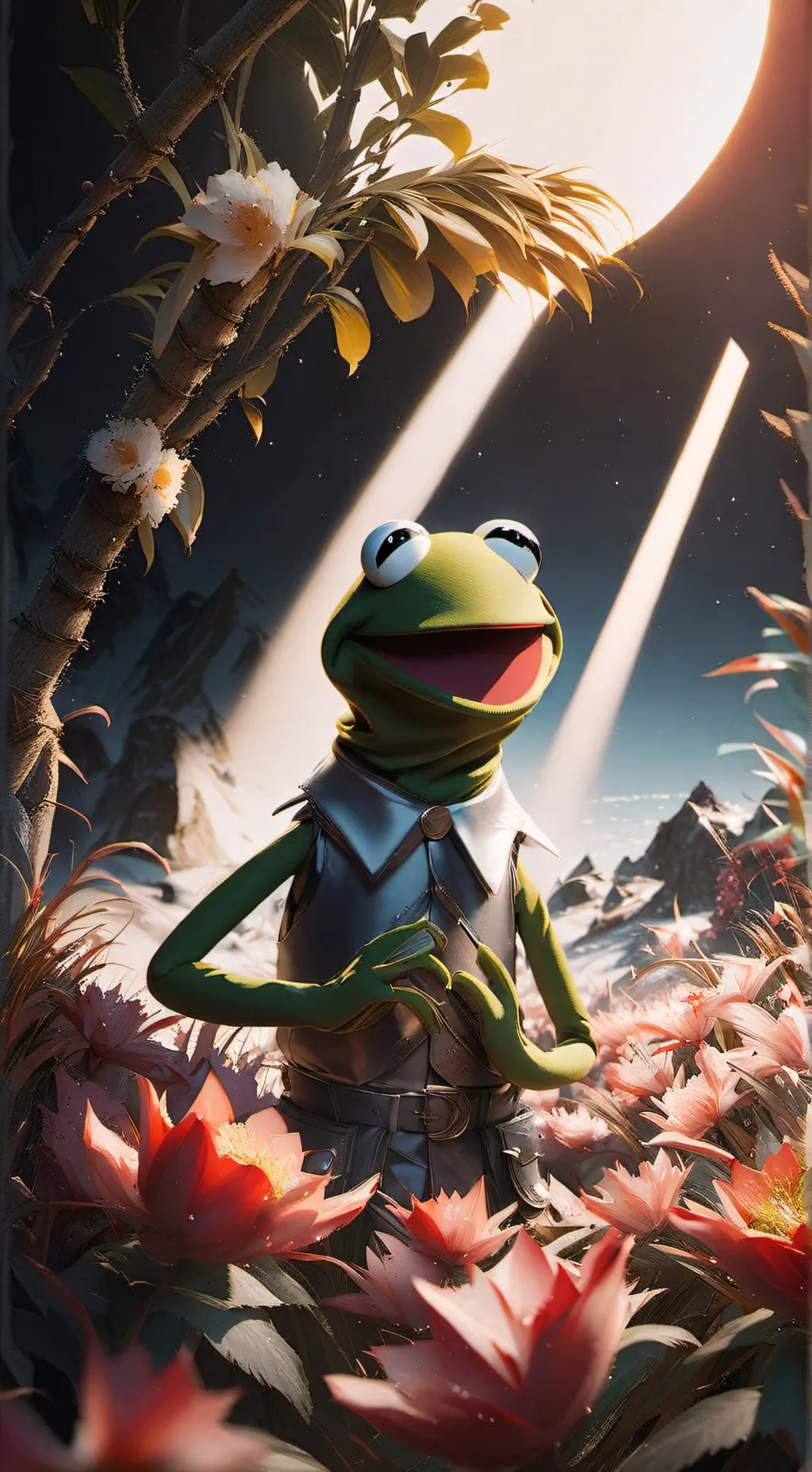 ai character: ™°kermit the frog background