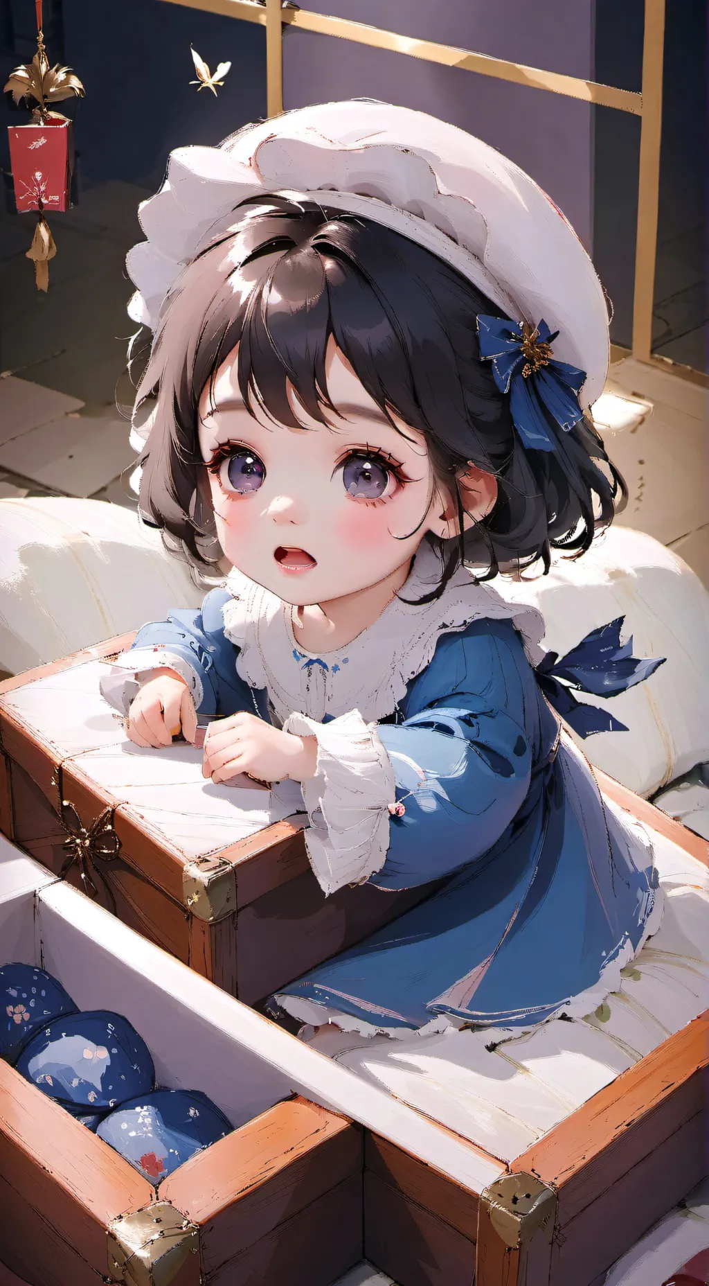 ai character: Homeless baby boy  background
