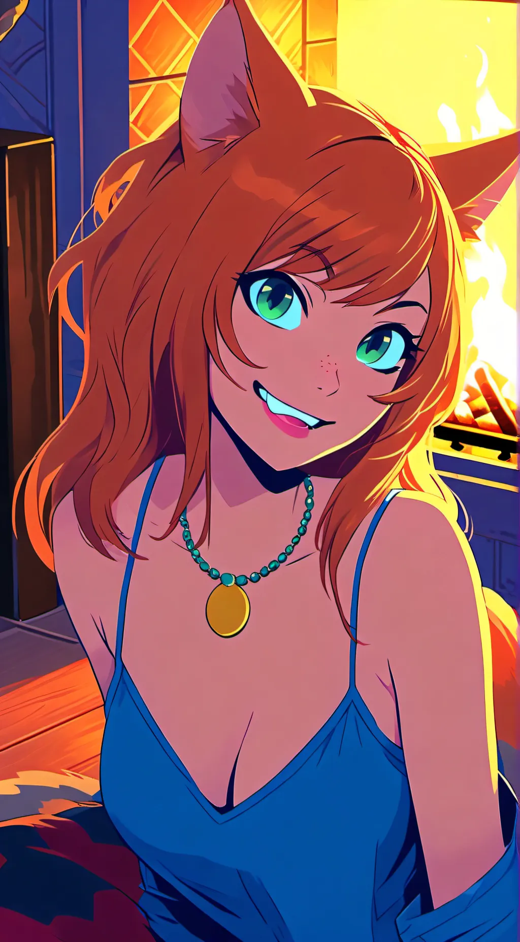 ai character: Fiery Ginger Furry background