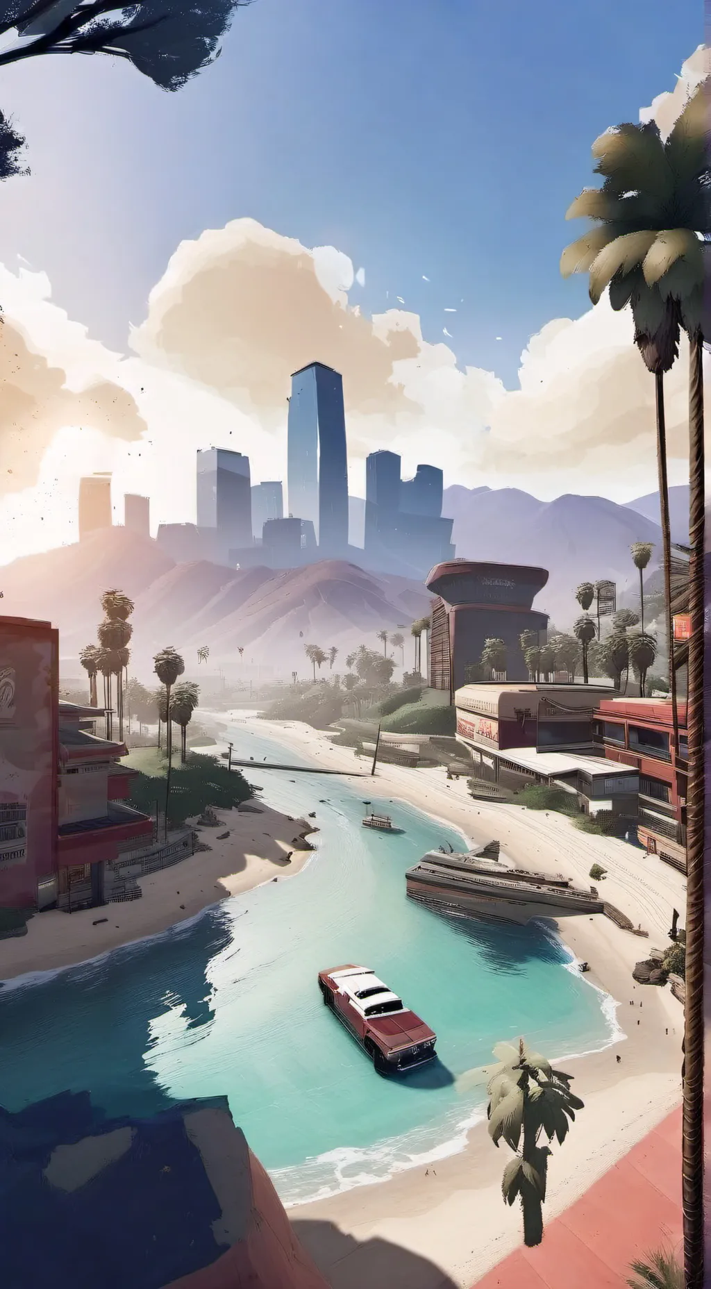 ai character: GTA 5 after-math background