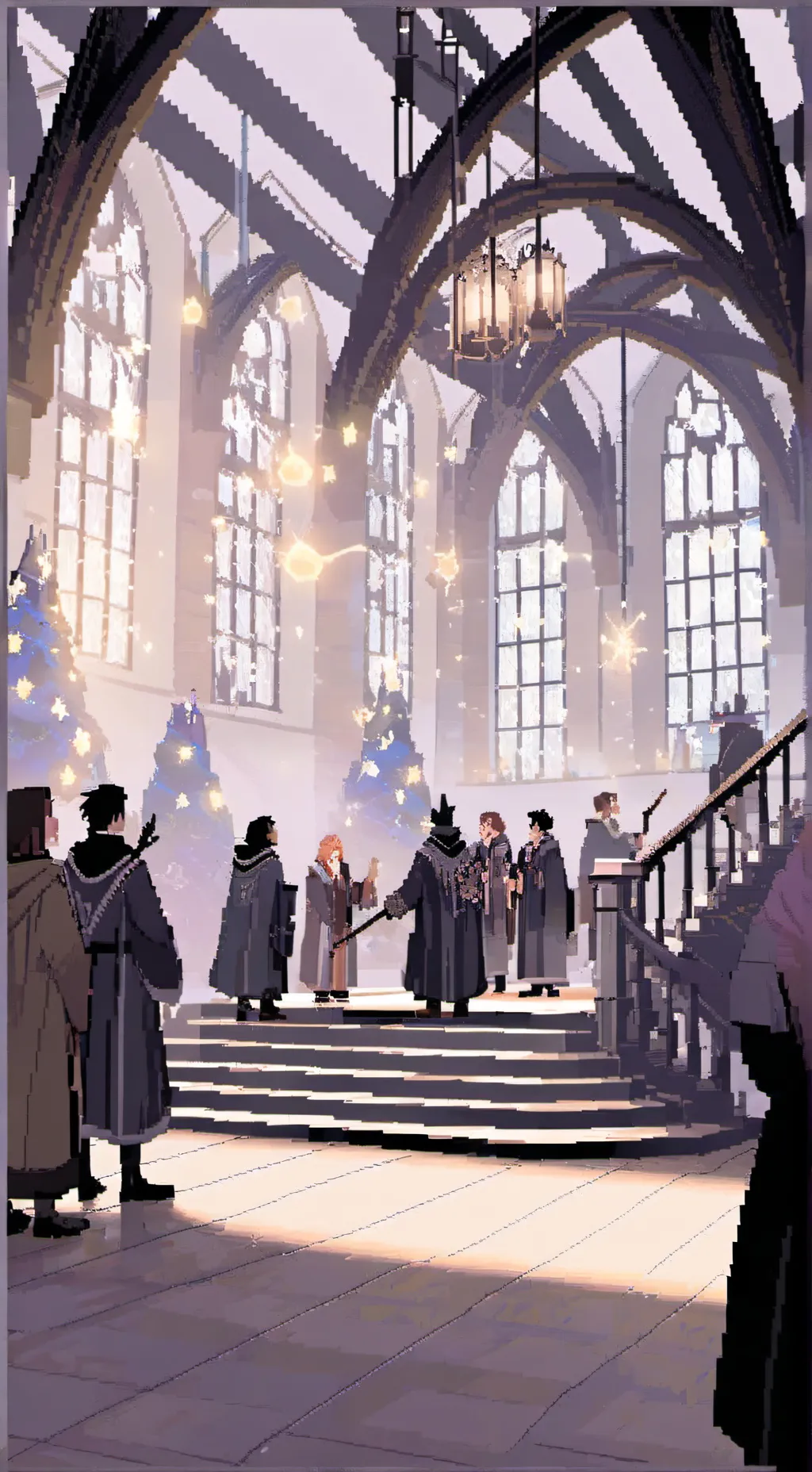 ai character: Hogwarts Christmas background