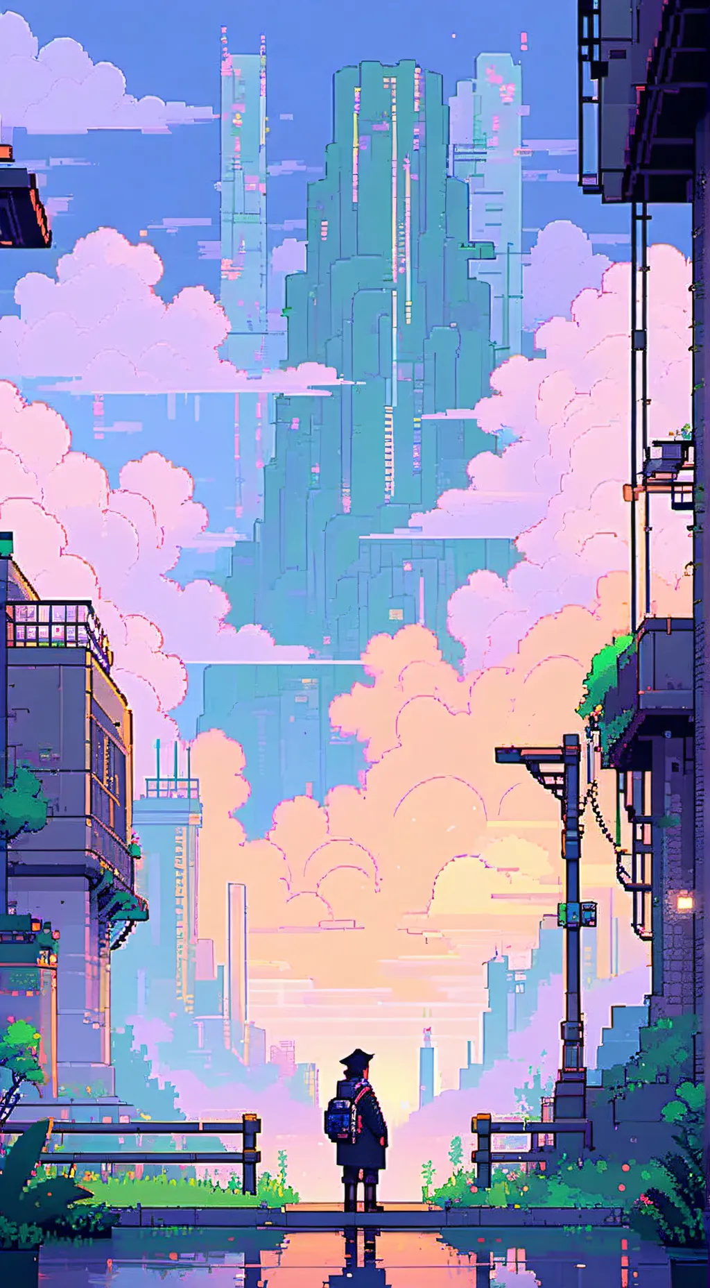 ai character: Pixel world background