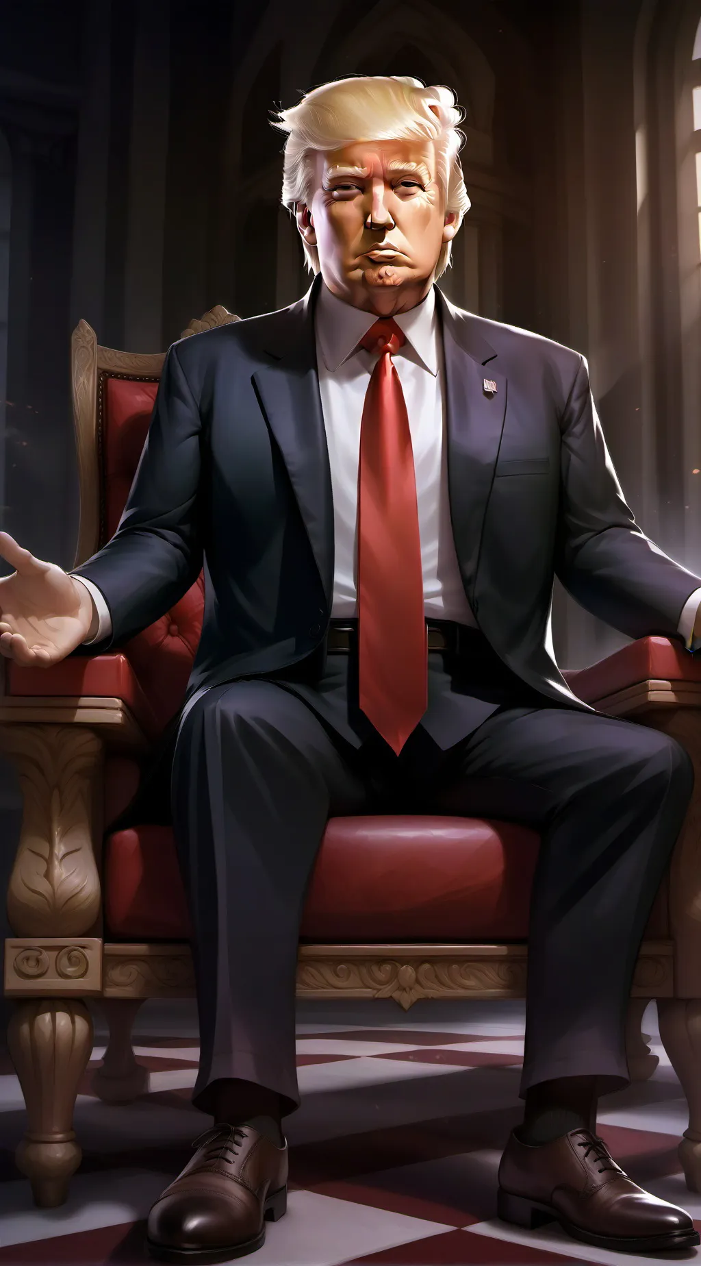 ai character: Trump🍔🍟🇺🇸🔫 background