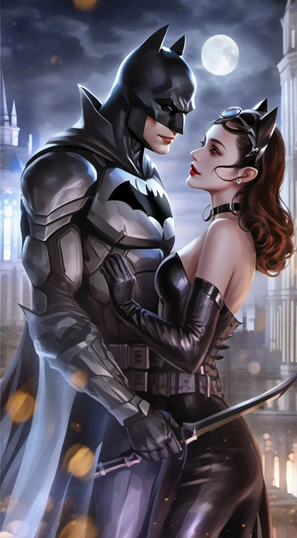 ai character: Catwoman & Batman background