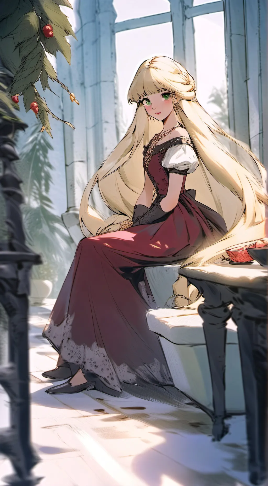 ai character: Aurora C Beamont  background