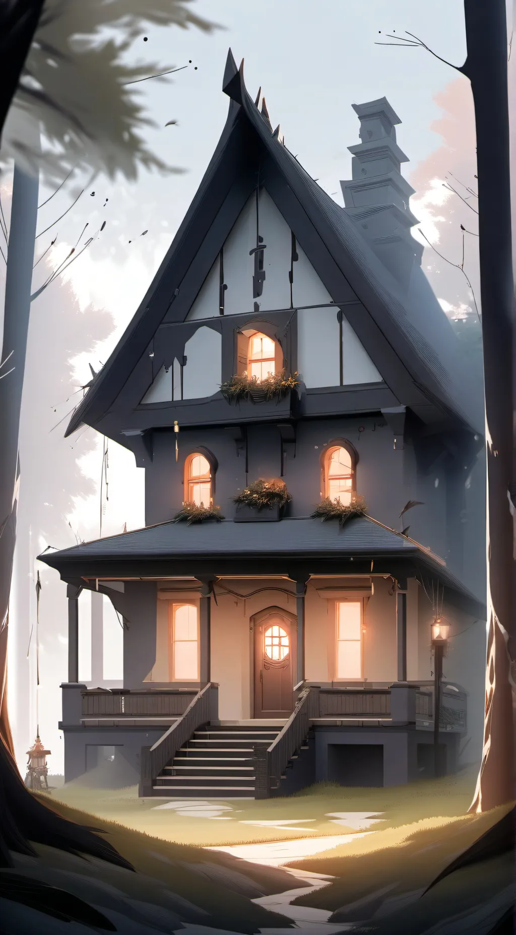 ai character: Haunted house  background