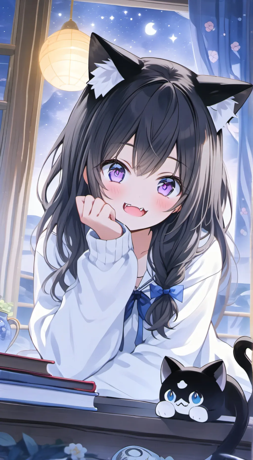 ai character: ta  Catgir background