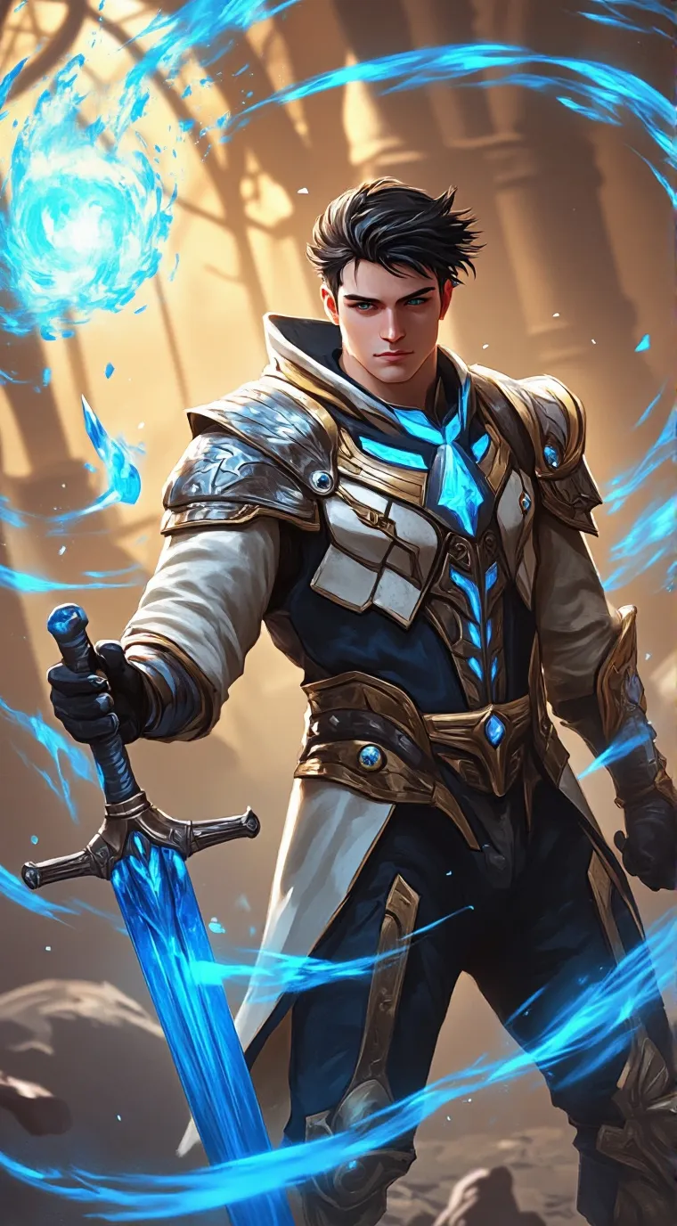 ai character: bluetech warrior background